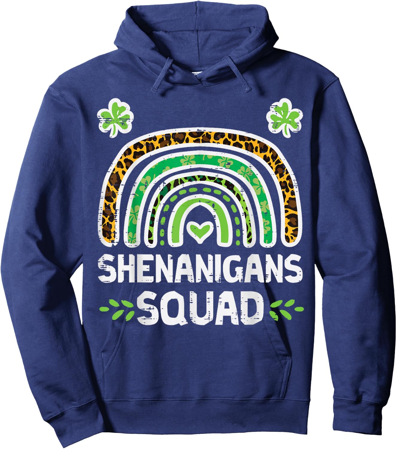 St Patricks Shenanigans Squad Leopard Rainbow Men Women Kids Hoodie - Hoodie | Navy