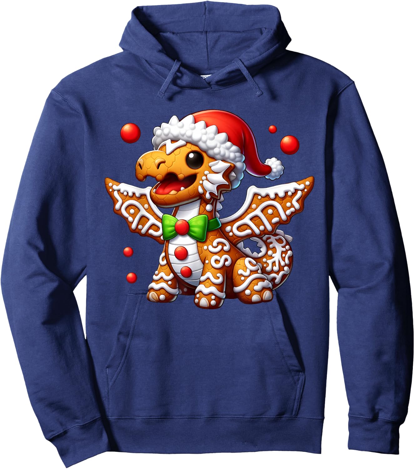 Funny Gingerbread Man Dragon Christmas Kids Hoodie - Hoodie | Navy