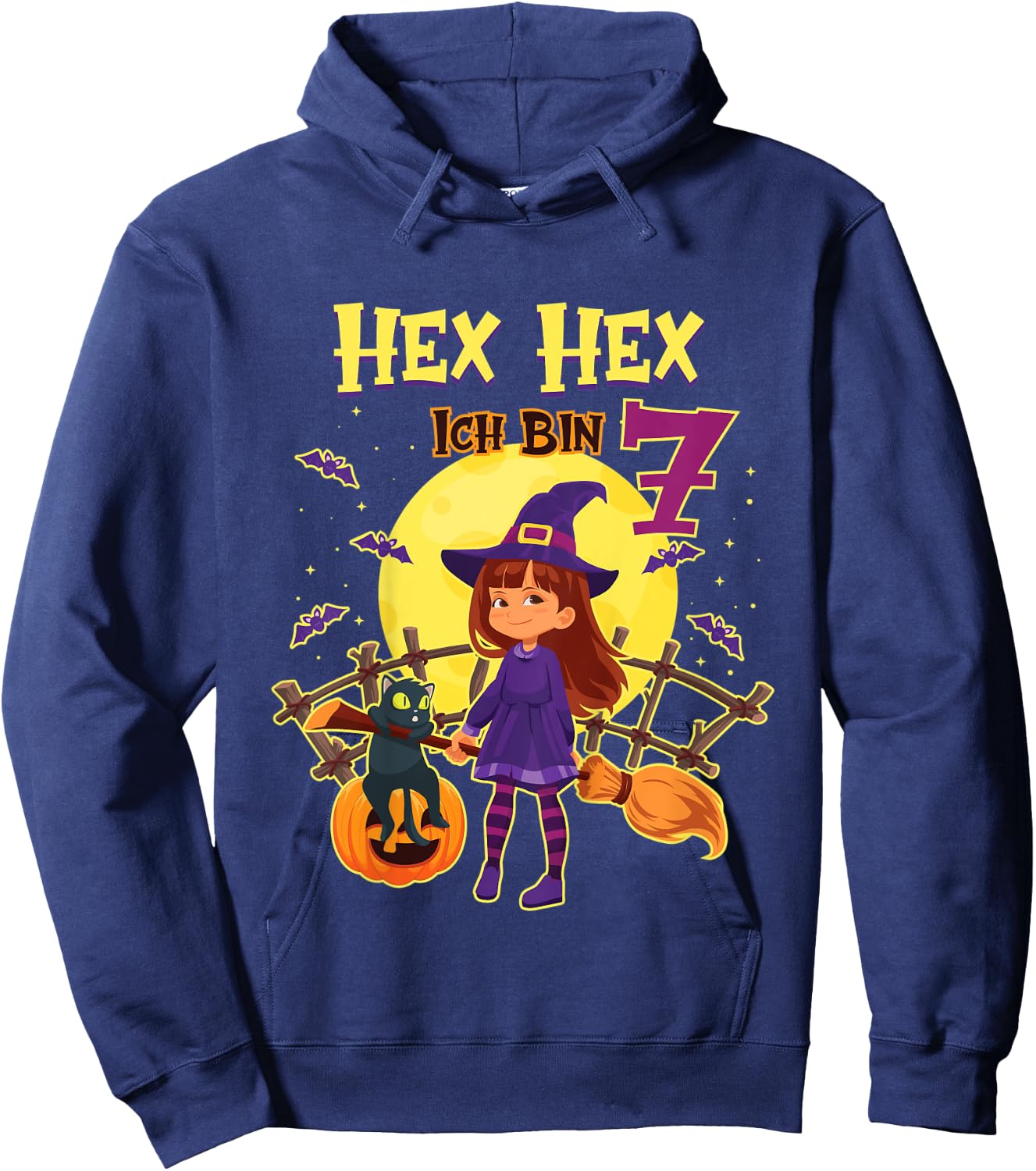 Kinder Hex Hex Ich Bin 7 Jahre Alt Geburtstagsshirt Hexe Geburtstag Hoodie - Hoodie | Navy