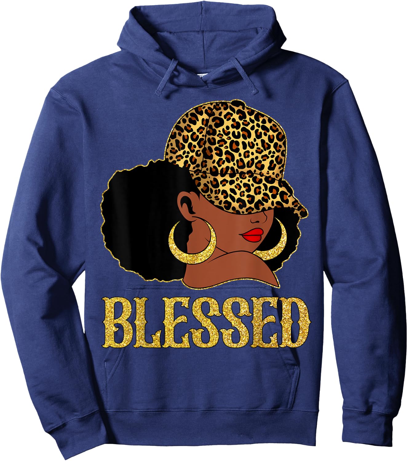 Blessed Black Women With Leopard Hat Christian Matching Hoodie - Hoodie | Navy
