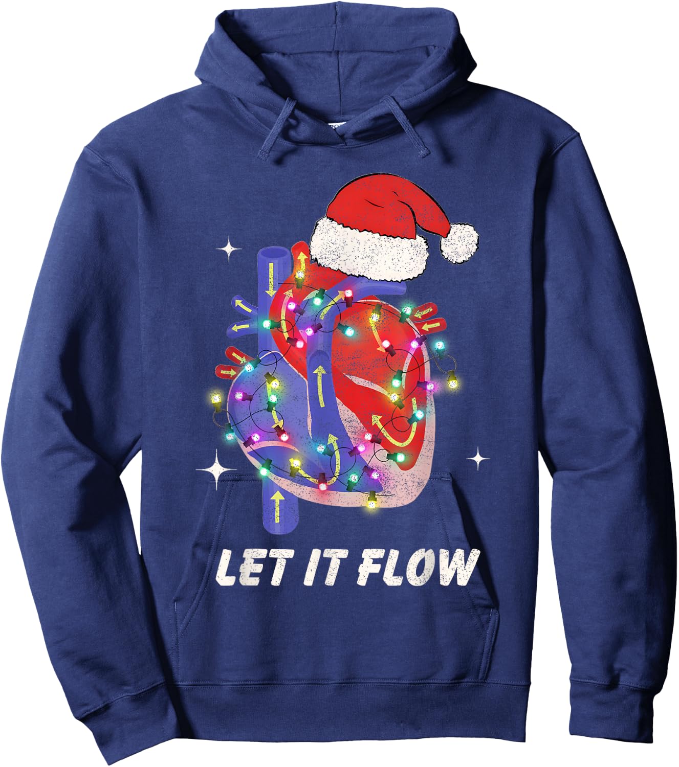 Christmas Cardiac Nurse Heart Anatomy CCU Nurse Xmas Cath L Hoodie - Hoodie | Navy