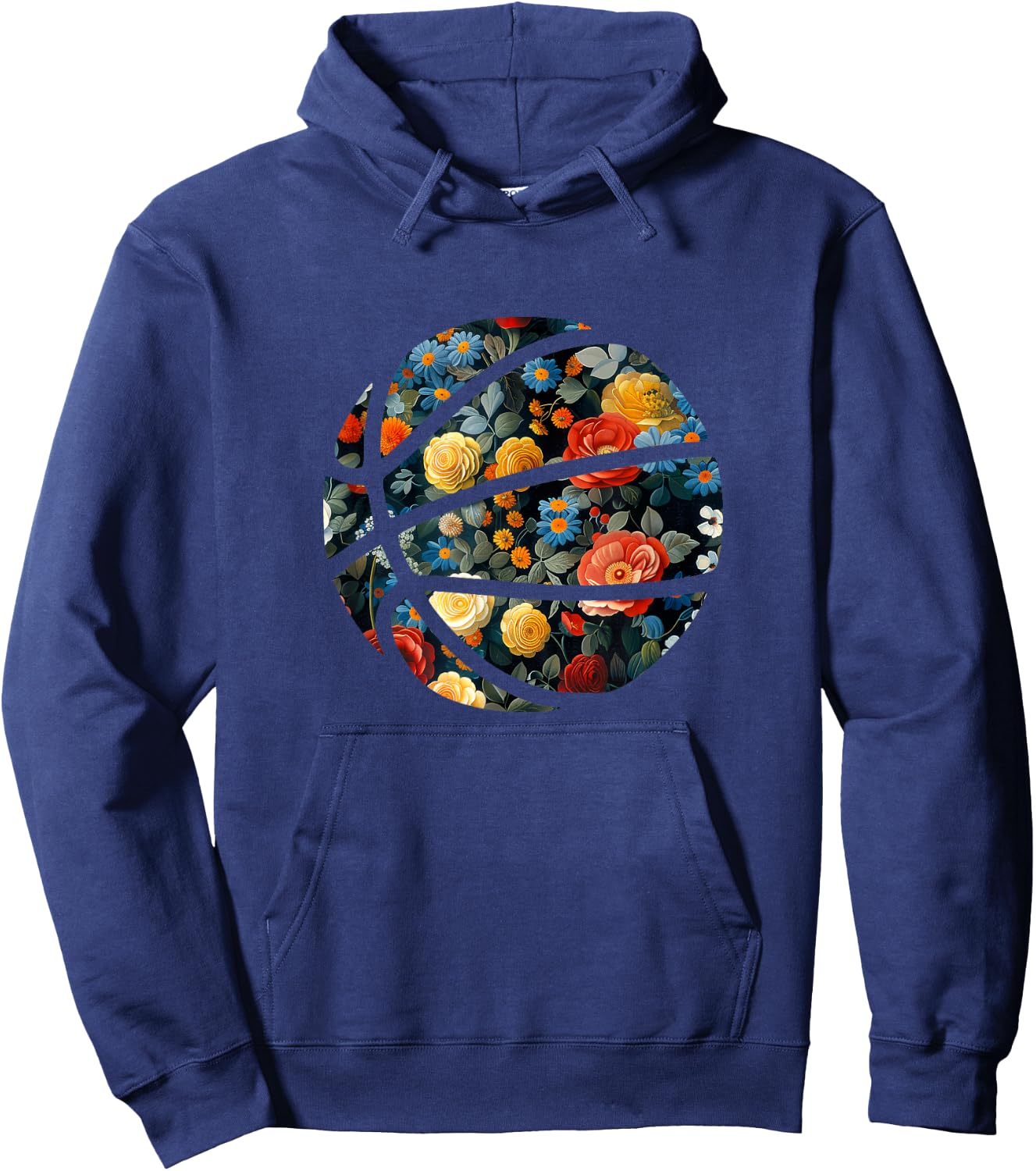 Basketball Silhouette Flowers Botanical Floral Hoodie - Hoodie | Navy
