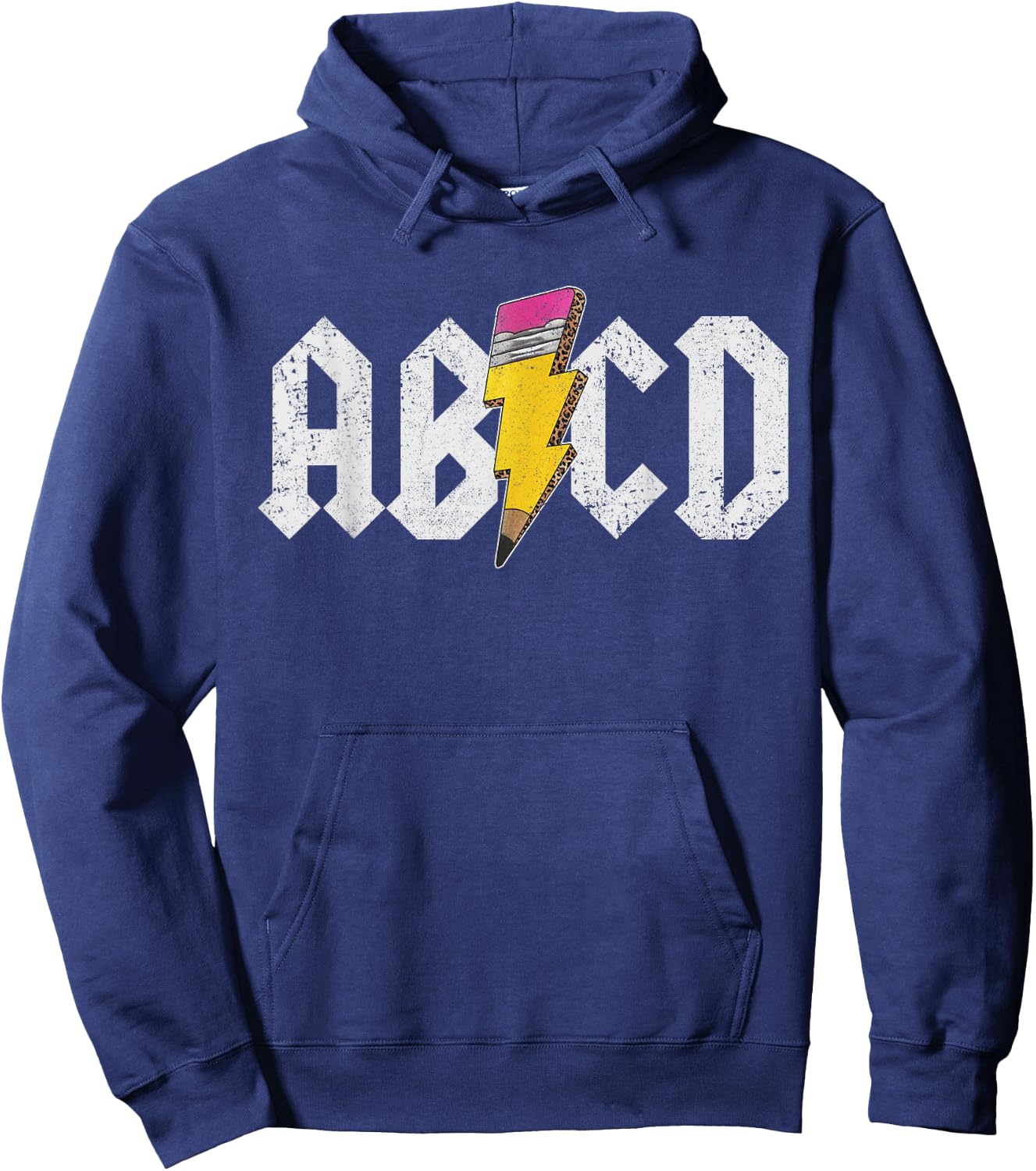 ABCD Lightning English Teacher ABC Learning Distressed , black Hoodie - Hoodie | Navy
