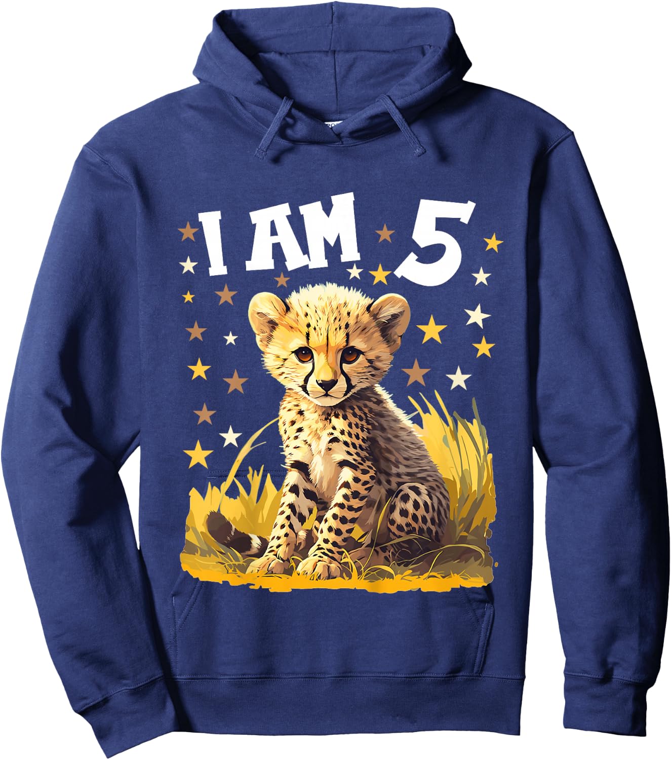 5 Years old 5 birthday Cheetahs Boy Girl Cheetah Hoodie - Hoodie | Navy