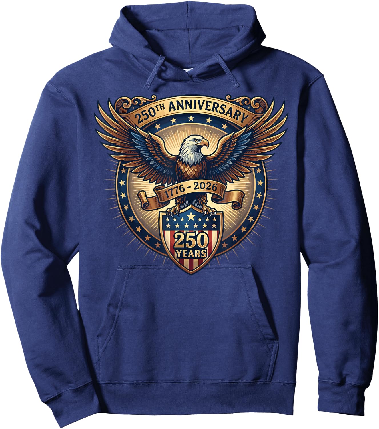 250 Anniversary USA Patriotic Eagle 250th 2026 4th of July Hoodie - Hoodie | Navy