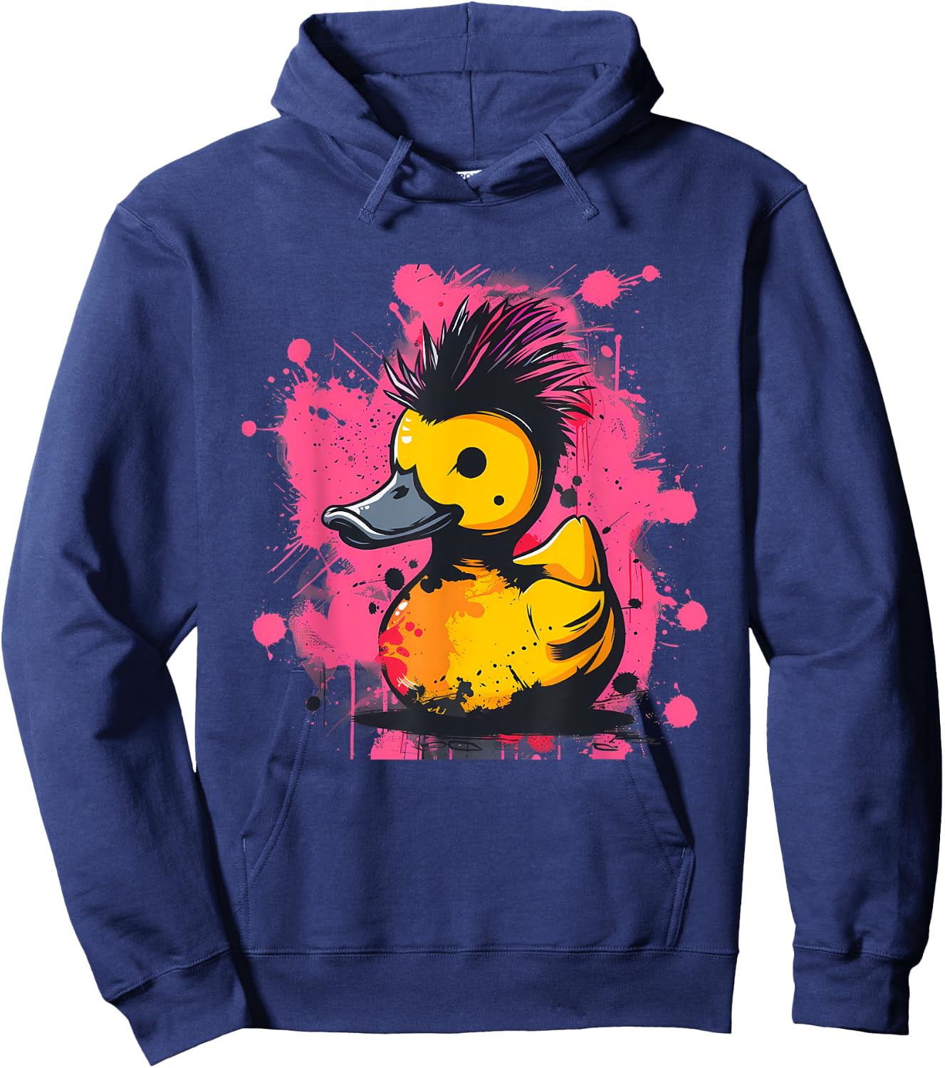 Rubber Duck Punk Rock Rubber Duckling Artwork Watercolor Hoodie - Hoodie | Navy
