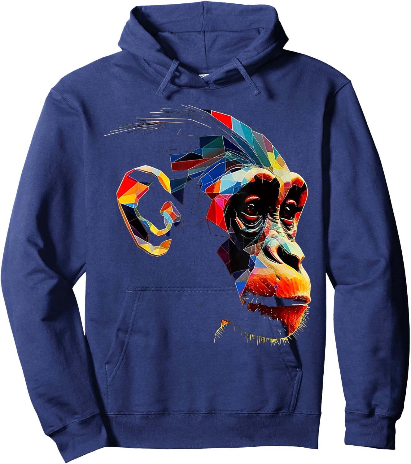Monkey Zoo Colourful Monkey Face Polygon Animal Motif Monkey Hoodie - Hoodie | Navy