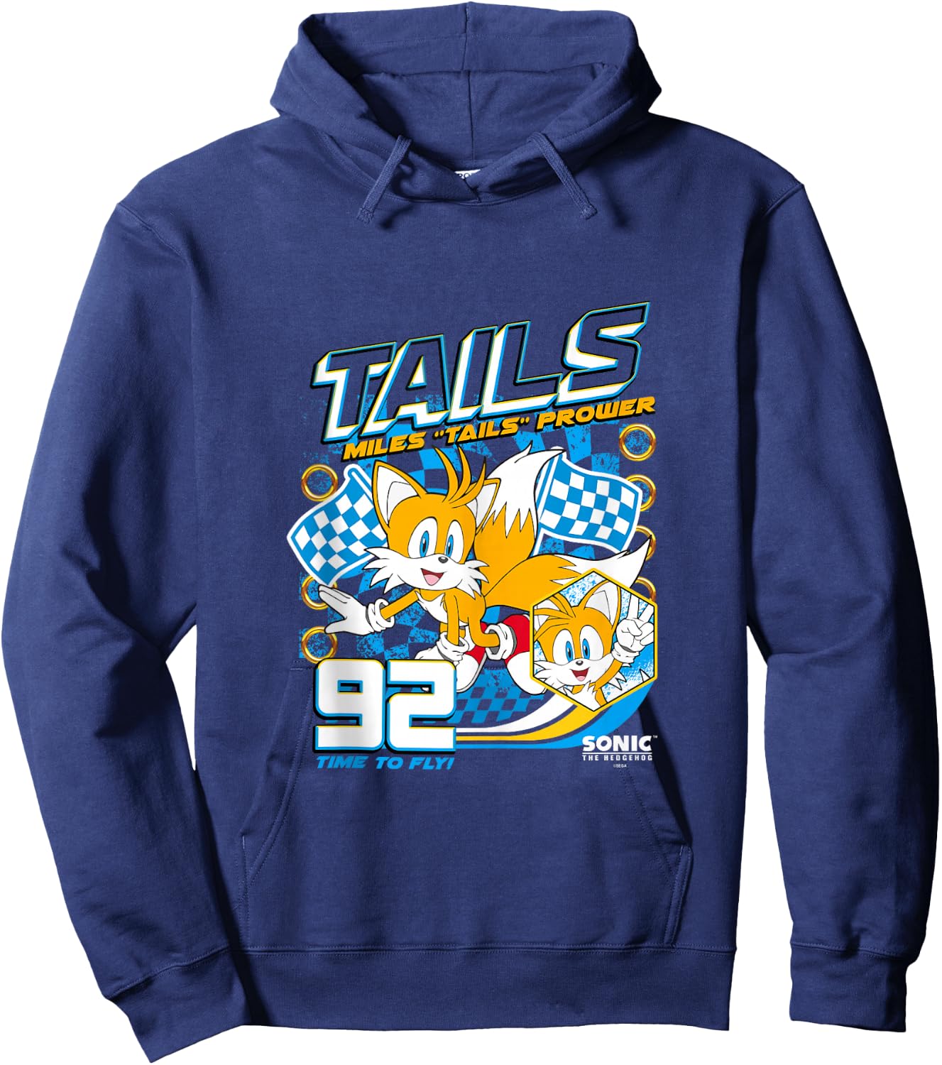 Sonic The Hedgehog Miles 'Tails' Prower 92 Racing Poster Hoodie - Hoodie | Navy