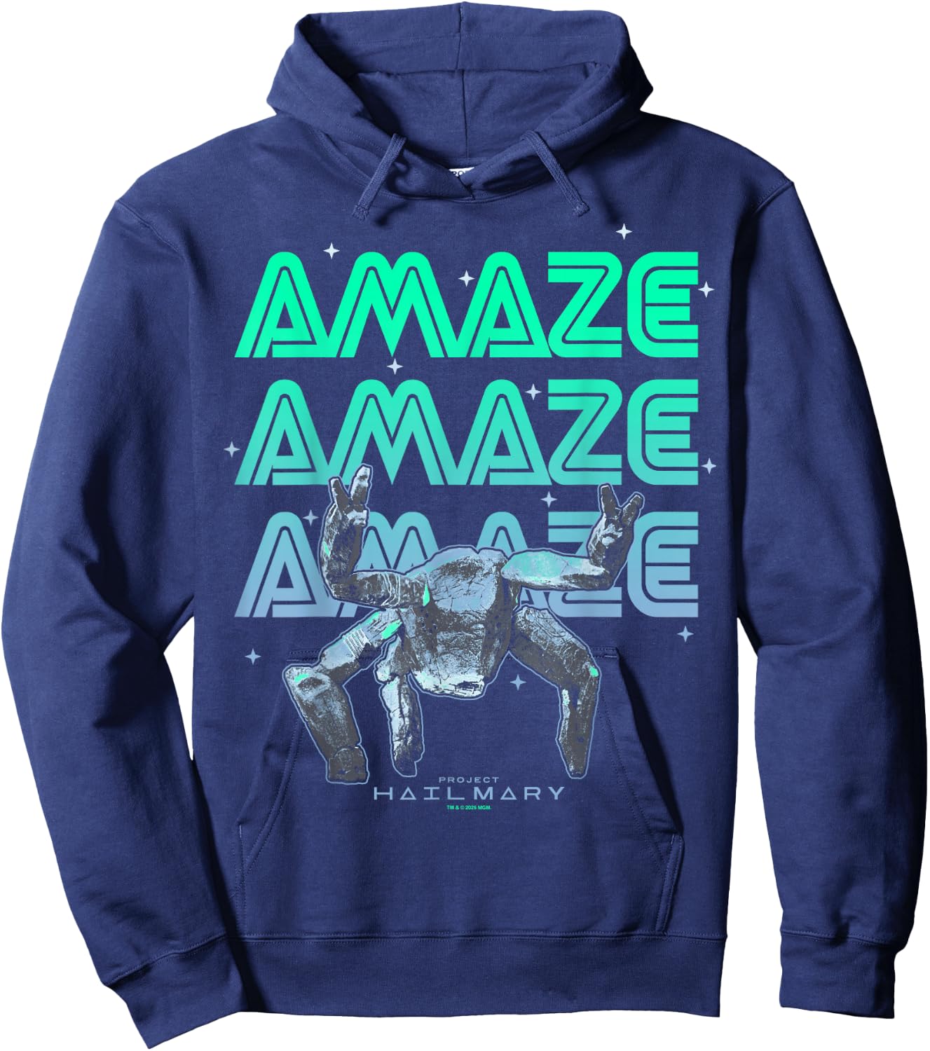 Project Hail Mary Amazing Rocky The Alien Neon Portrait Hoodie - Hoodie | Navy