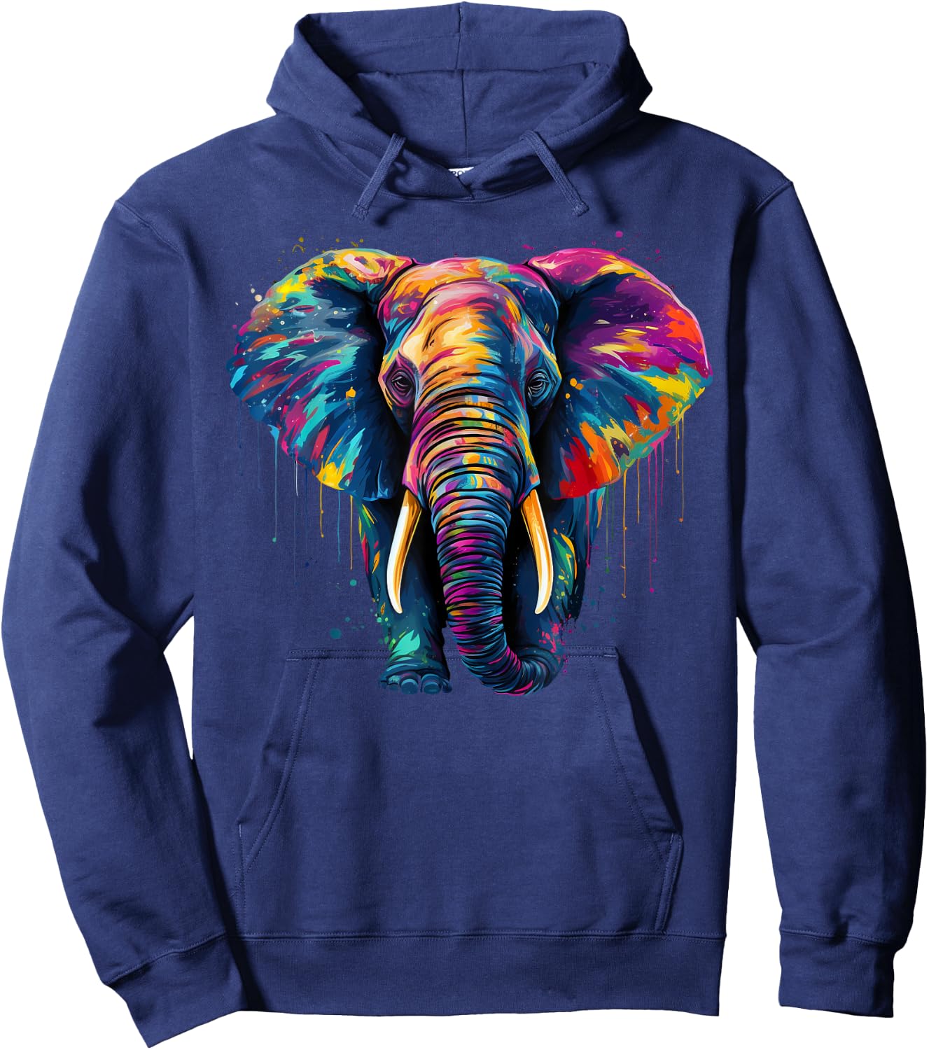 Artistic Colorful Pop Art painted Elephant Hoodie - Hoodie | Navy