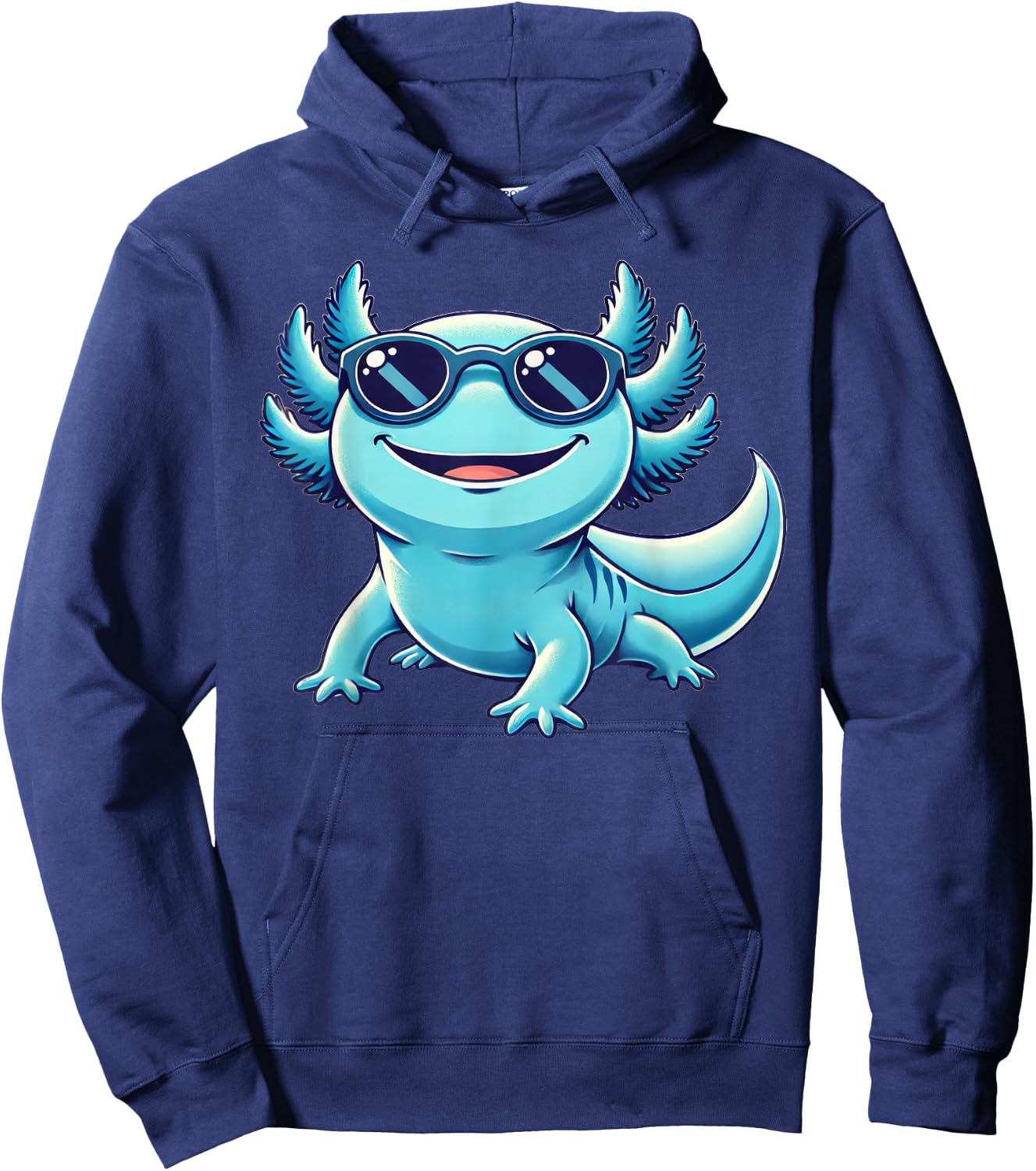 Blue Axolotl Wearing Sunglasses Funny Axolotl Hoodie - Hoodie | Navy