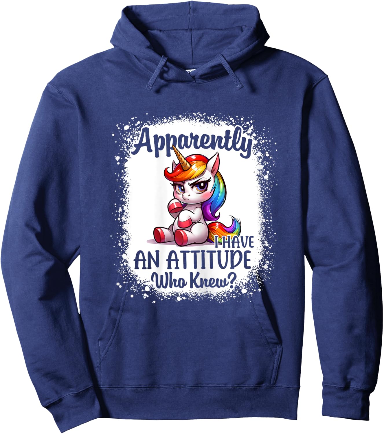 Apparently I Have An Attitude Who Knew Funny Unicorn Girls Hoodie - Hoodie | Navy