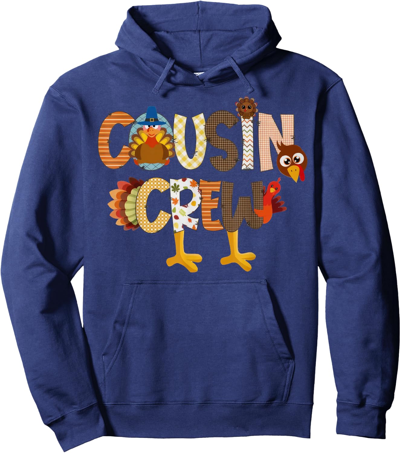 Cousin Crew Thanksgiving Family Matching Turkey Toddler Kids Hoodie - Hoodie | Navy