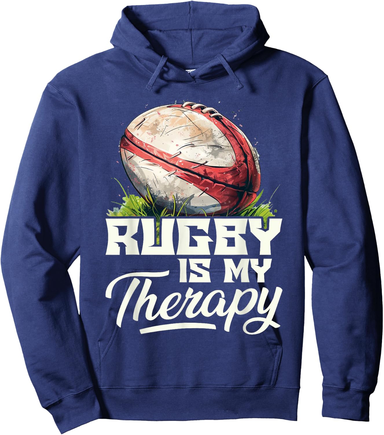 Rugby Is My Therapy Rugby , black Hoodie - Hoodie | Navy