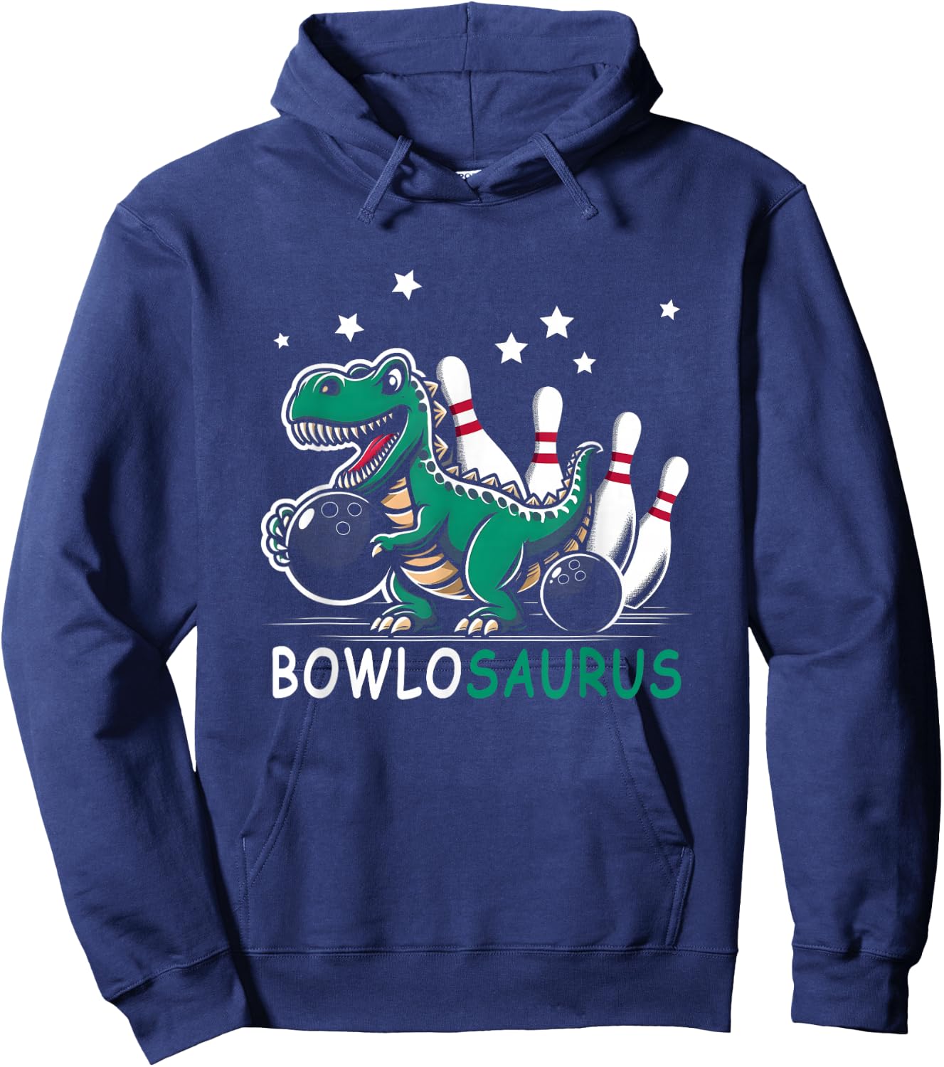 Funny Bowler Bowlosaurus T-Rex Dinosaur Playing Bowling Hoodie - Hoodie | Navy