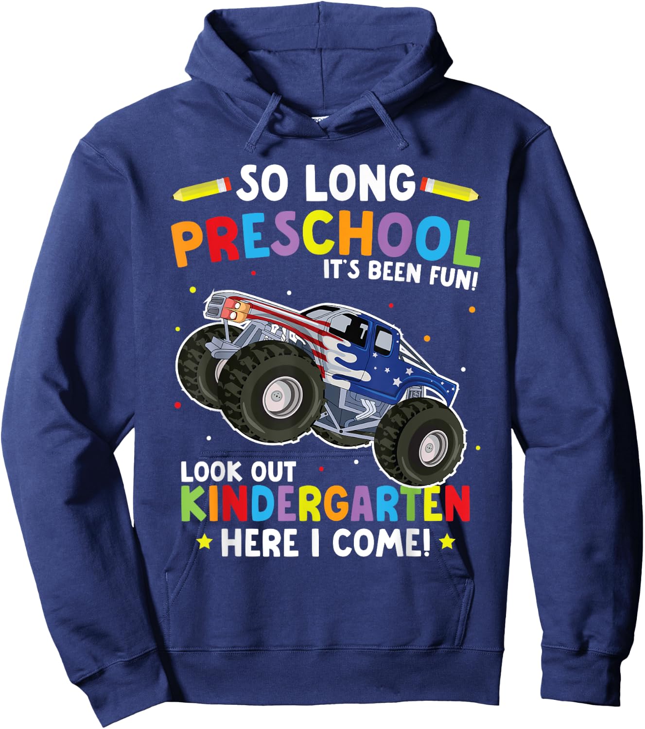 So Long Preschool Graduation Monster Truck Hoodie - Hoodie | Navy