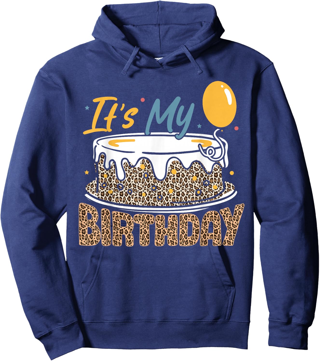 It's My Birthday Girl Cheetah Print Birthday Hoodie - Hoodie | Navy
