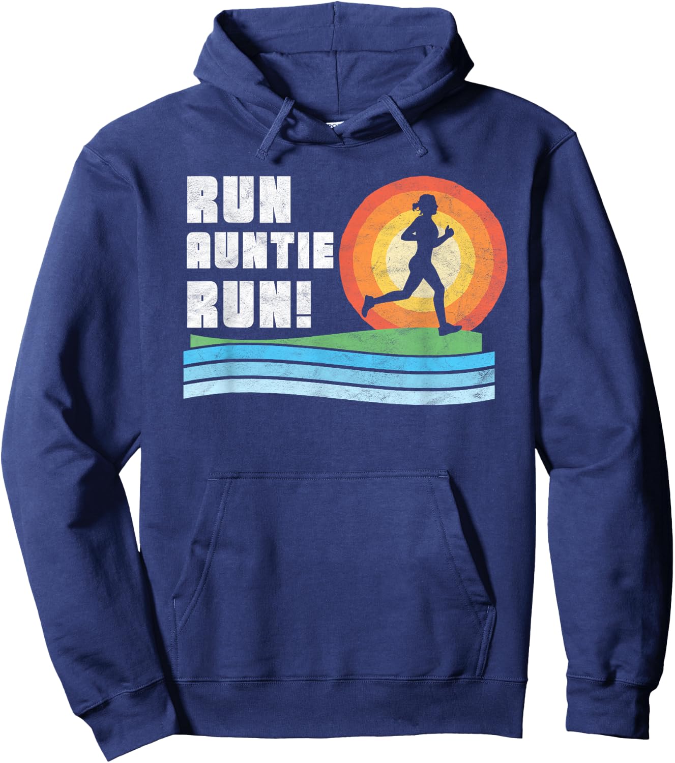 Run Auntie Run! Retro Style Vintage Race Cheering Hoodie - Hoodie | Navy