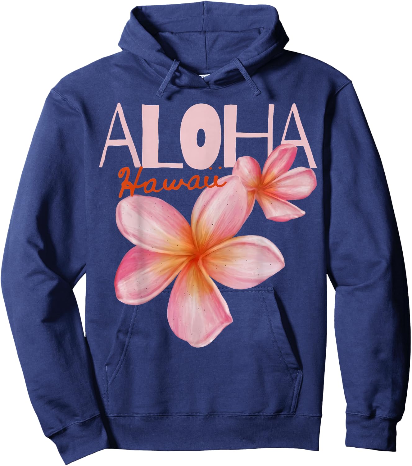 Aloha Hawaii Tropical Islands Plumeria Flower Women Hoodie - Hoodie | Navy