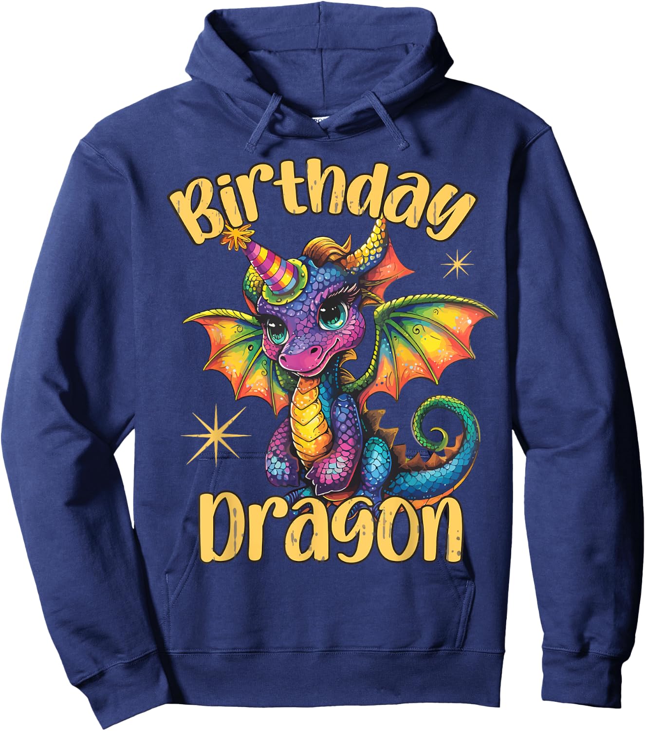Birthday Dragon Lover Colorful Cute Dragons Party Themed Hoodie - Hoodie | Navy