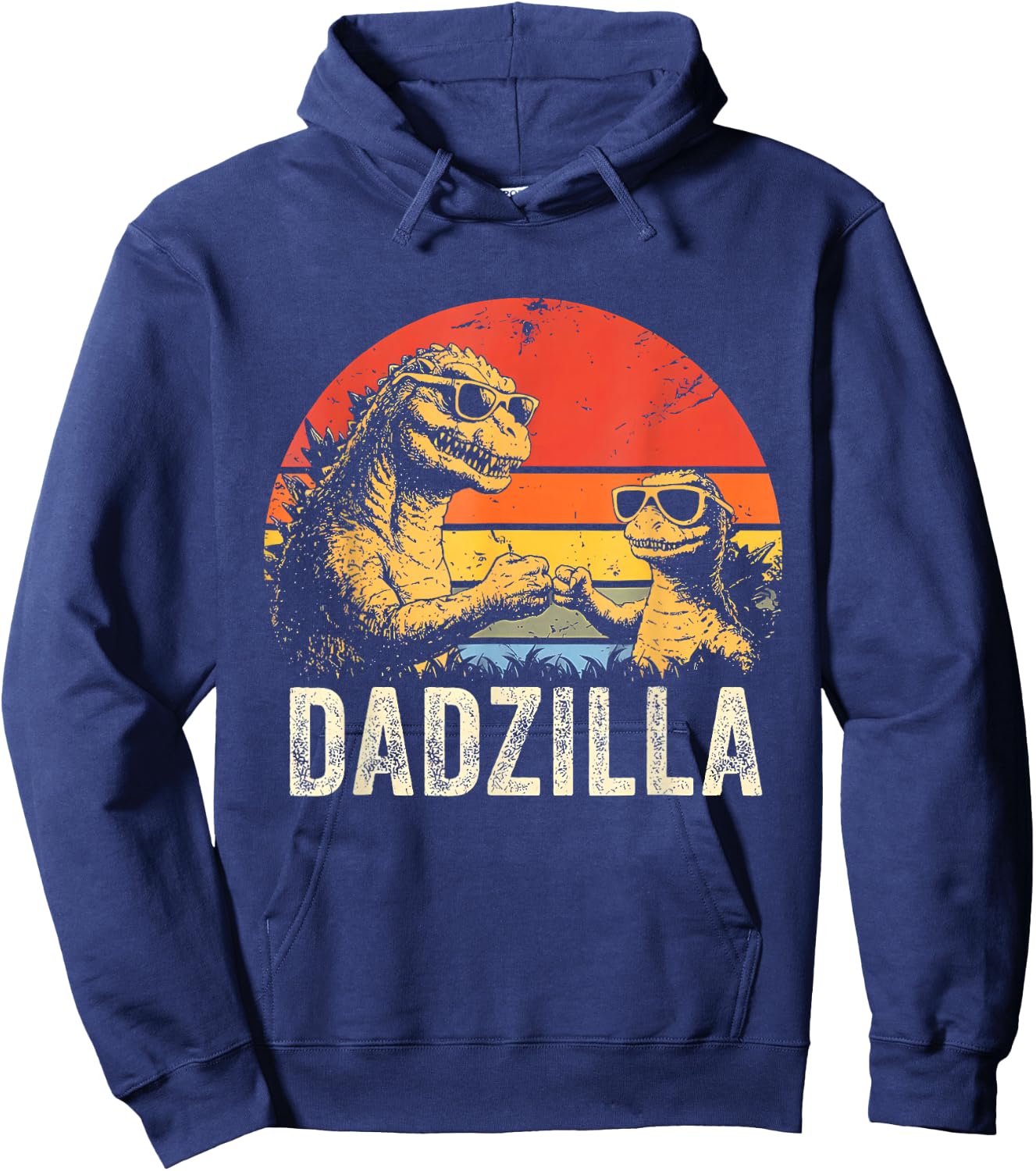 Vintage Dadzilla Father of The Fist Bump Dad Son Daughter Hoodie - Hoodie | Navy