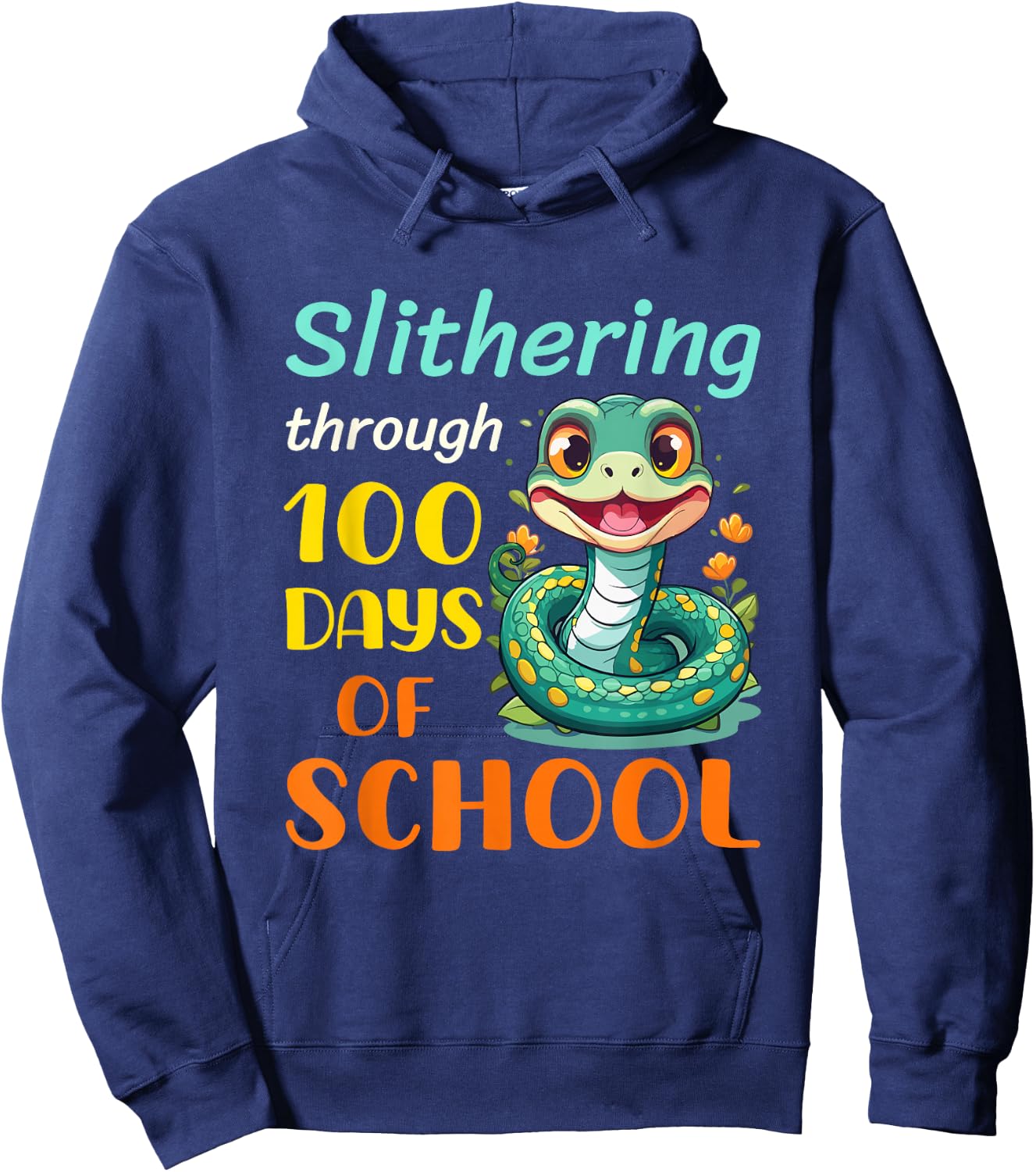 Funny 100 Days of School Snake Reptile Kids Boys Students Hoodie - Hoodie | Navy