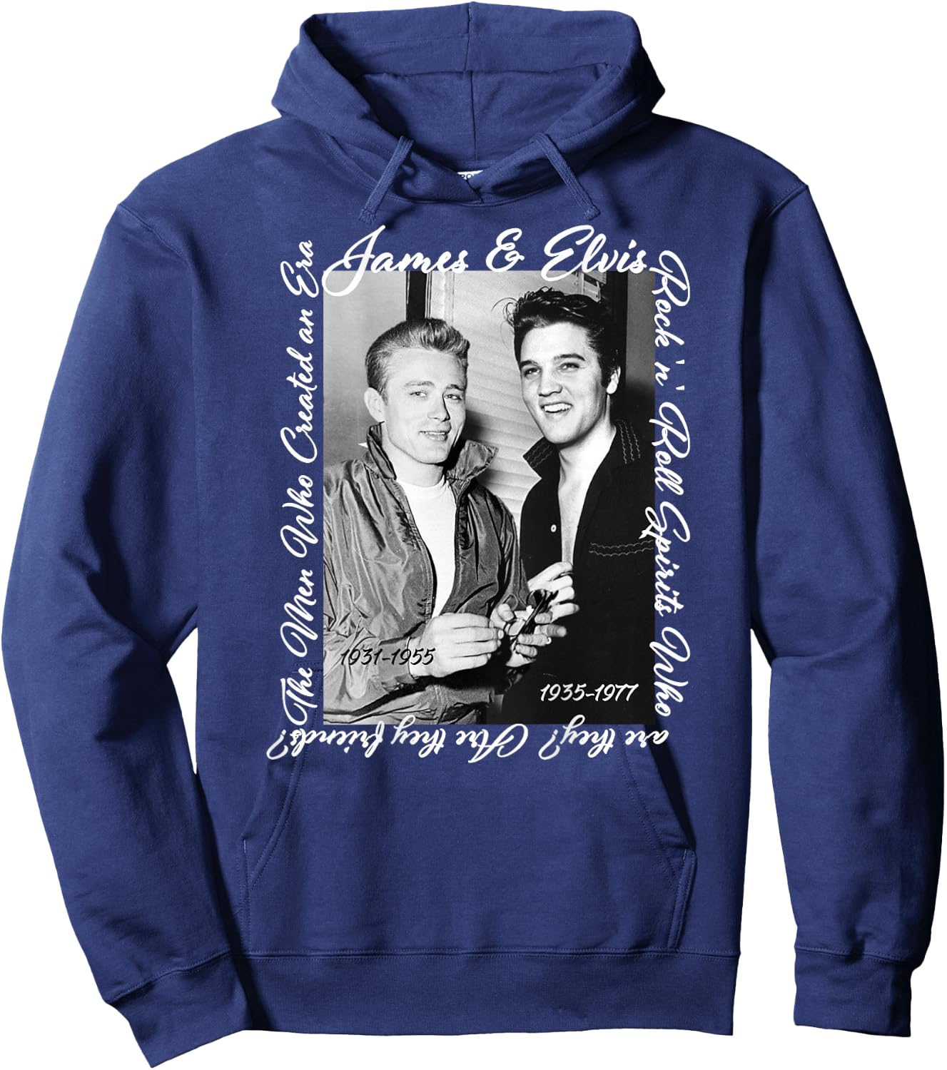 James Dean_Elvis Presley_Back Printed , black Hoodie - Hoodie | Navy