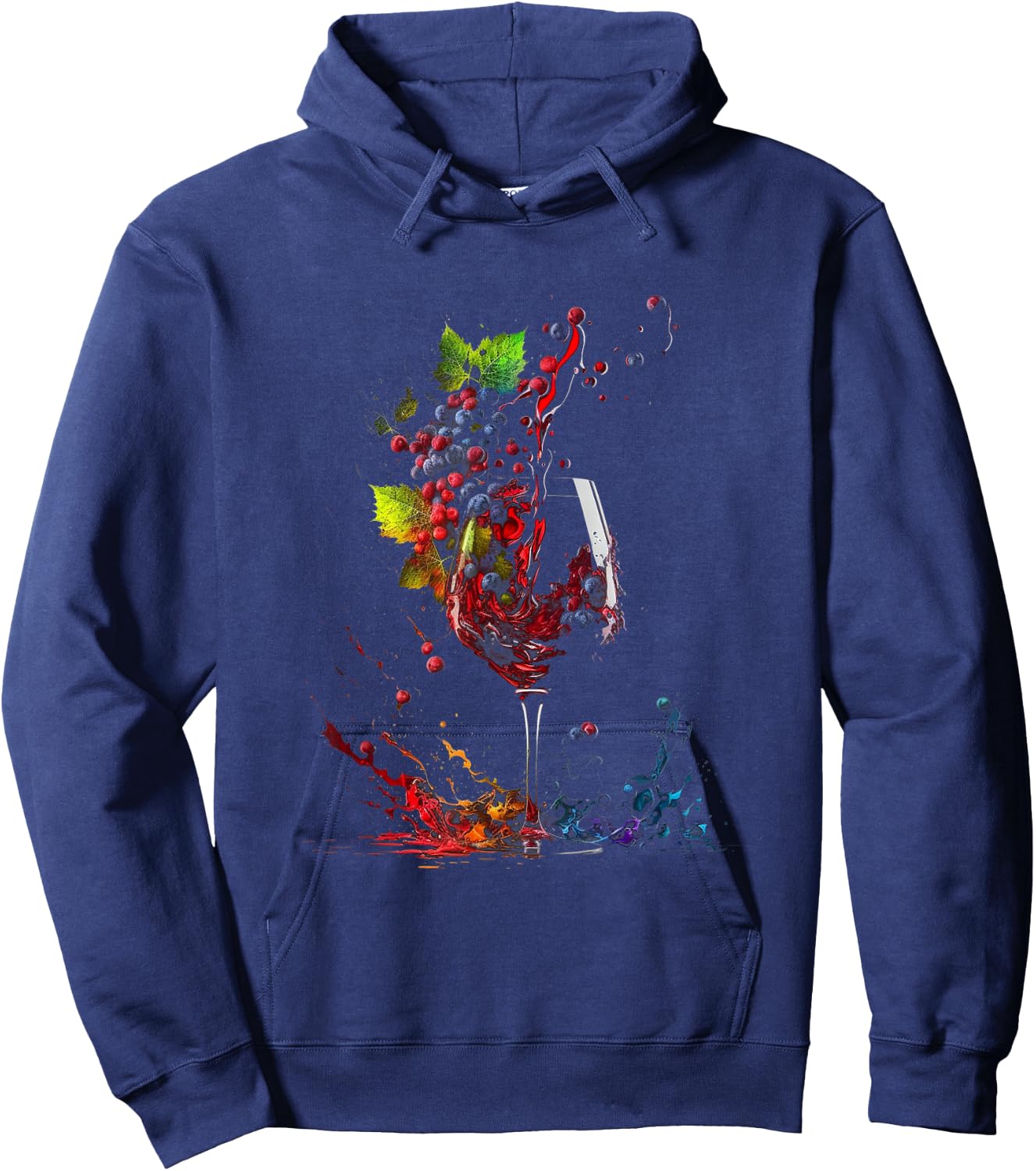Wine Splash Art Wine Glass Grapes Wine Grower Winemaker , black Hoodie - Hoodie | Navy