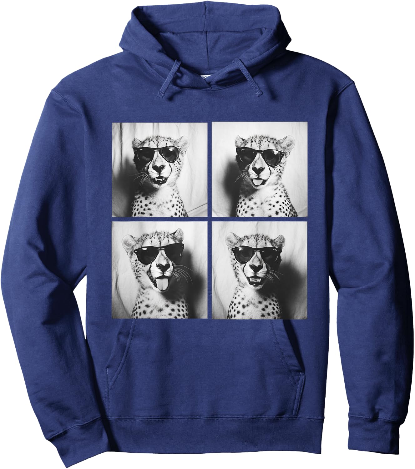 Funny Cheetah with Sunglasses Cool Feline Animals Humor Meme Hoodie - Hoodie | Navy