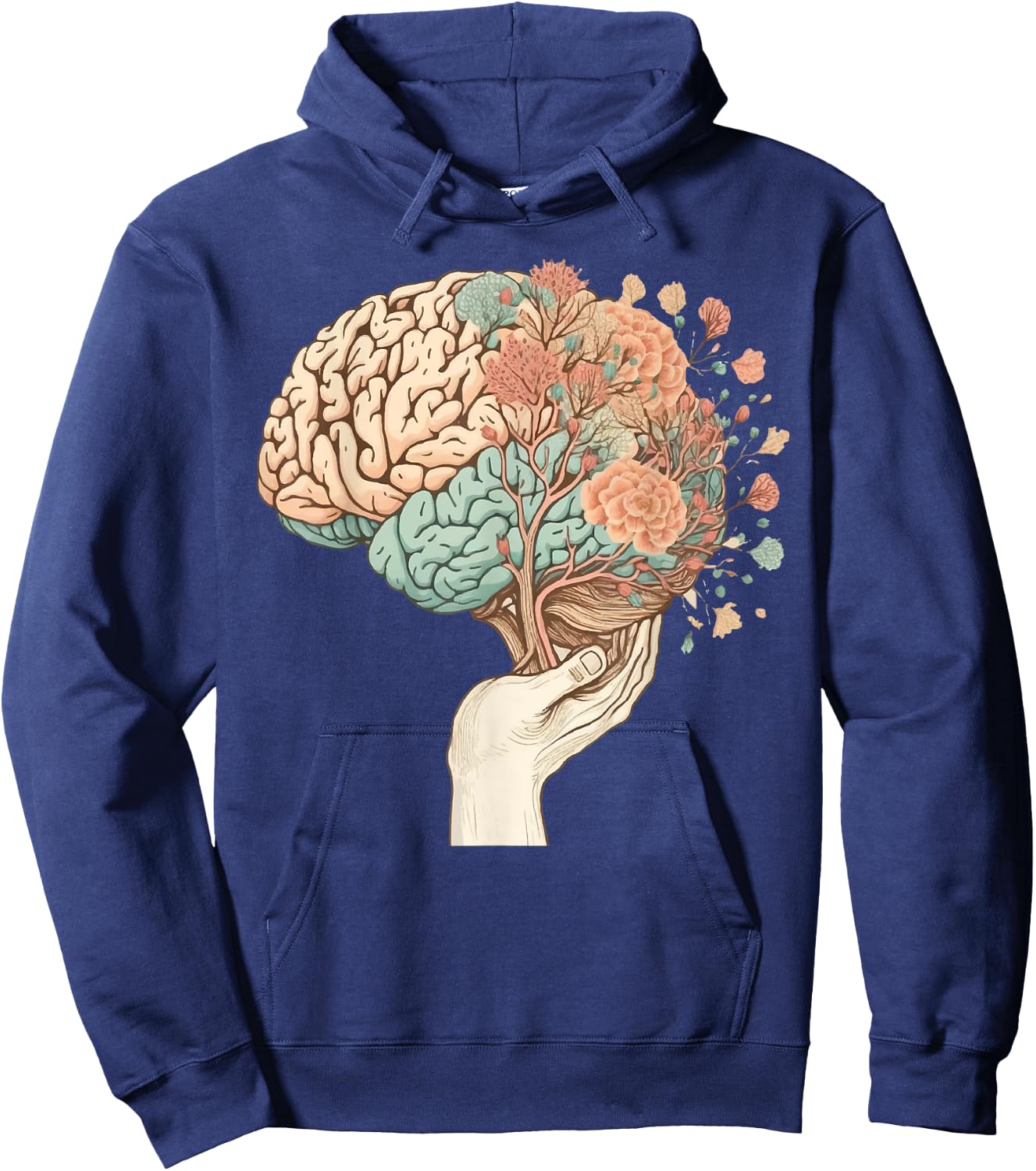 Spring Flowers Floral Brain Neurologist Neuro Science Hoodie - Hoodie | Navy