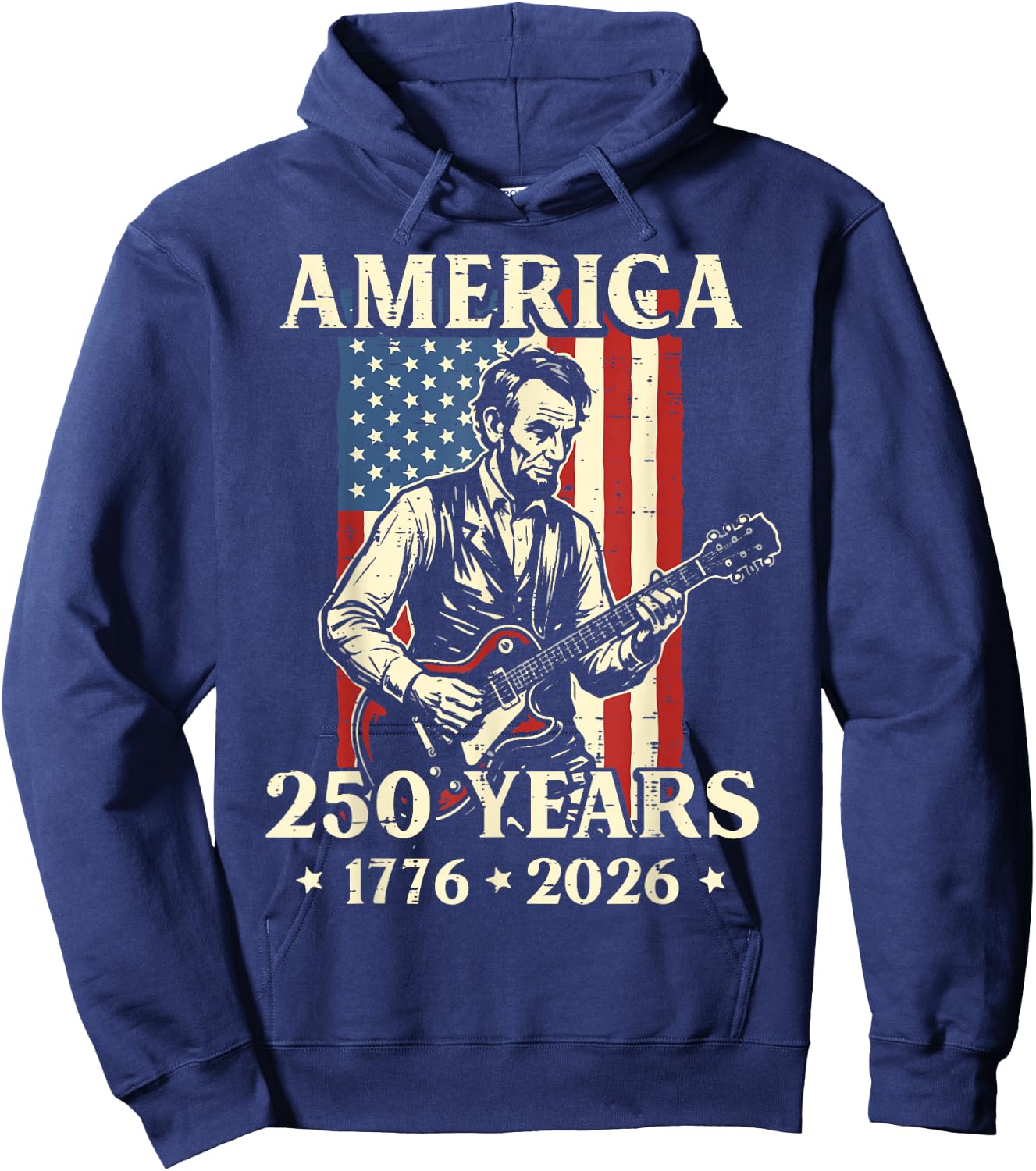 Lincoln Guitar America 250 250th Anniversary 4th of July Hoodie - Hoodie | Navy