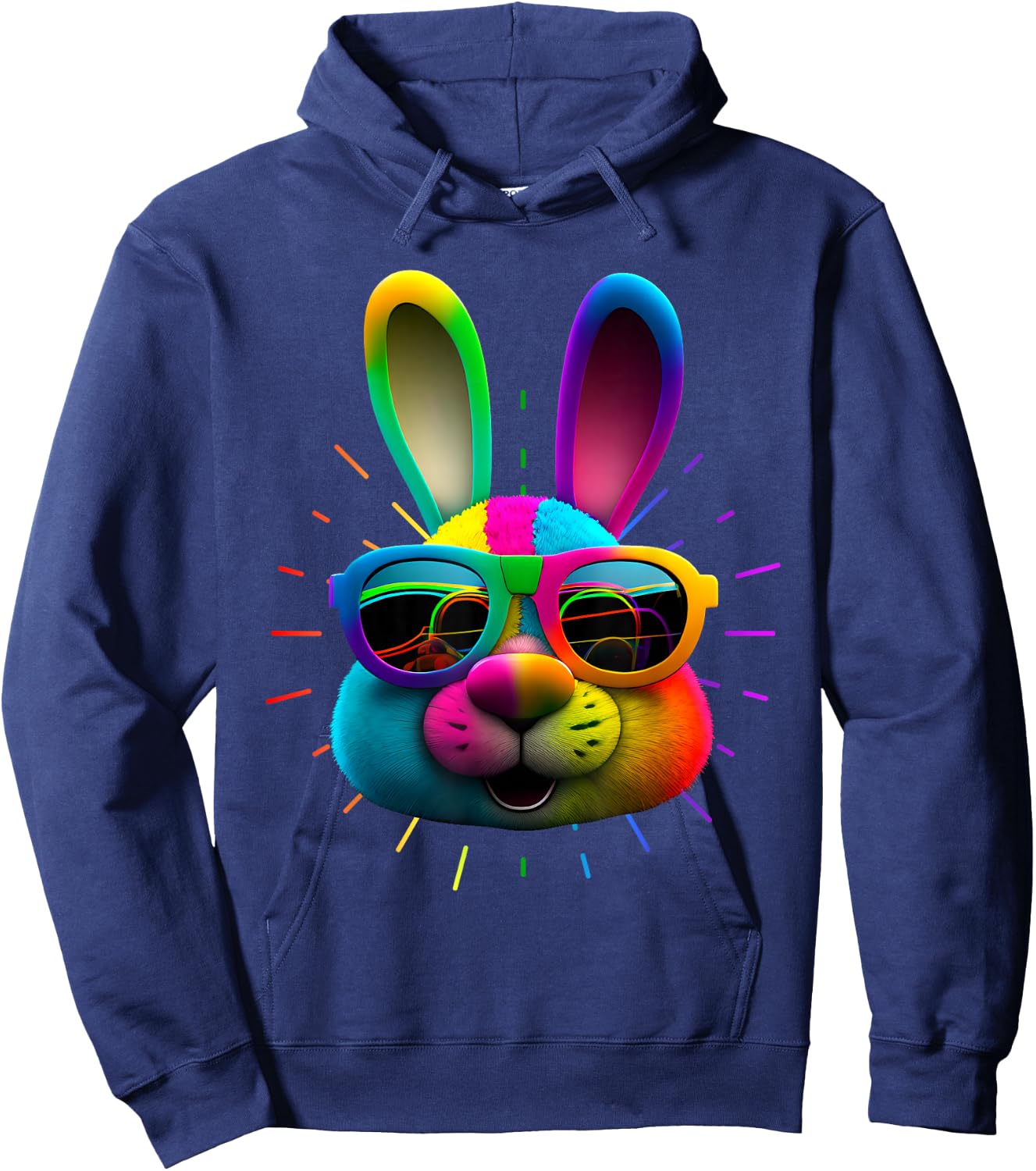 Hasengesicht Cooler Osterhase mit Brille Ostern Bunny Schwarz Klein Erwachsene Oster Hoodie - Hoodie | Navy