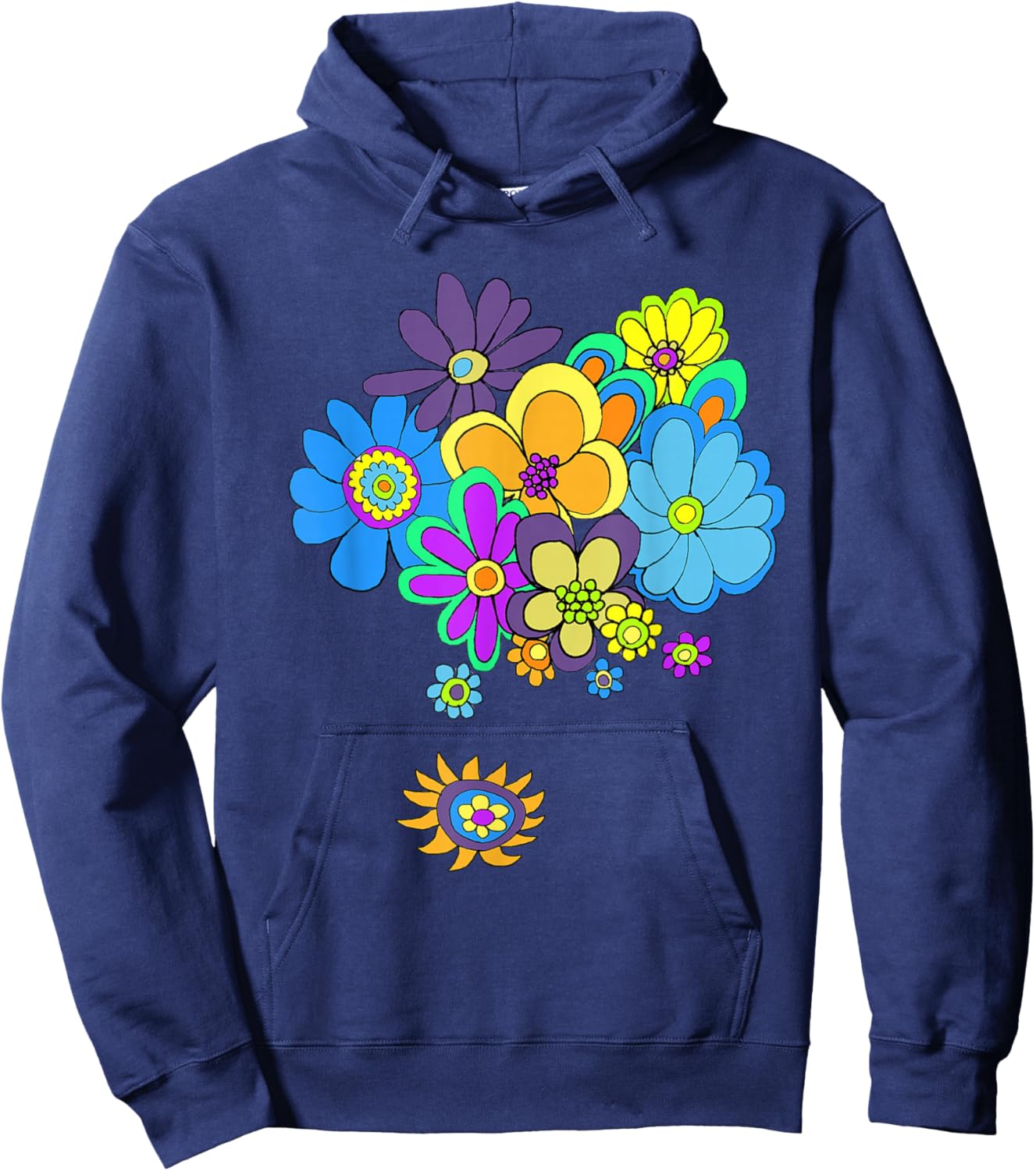60s & 70s Retro Flower Power T Shirt Hoodie - Hoodie | Navy