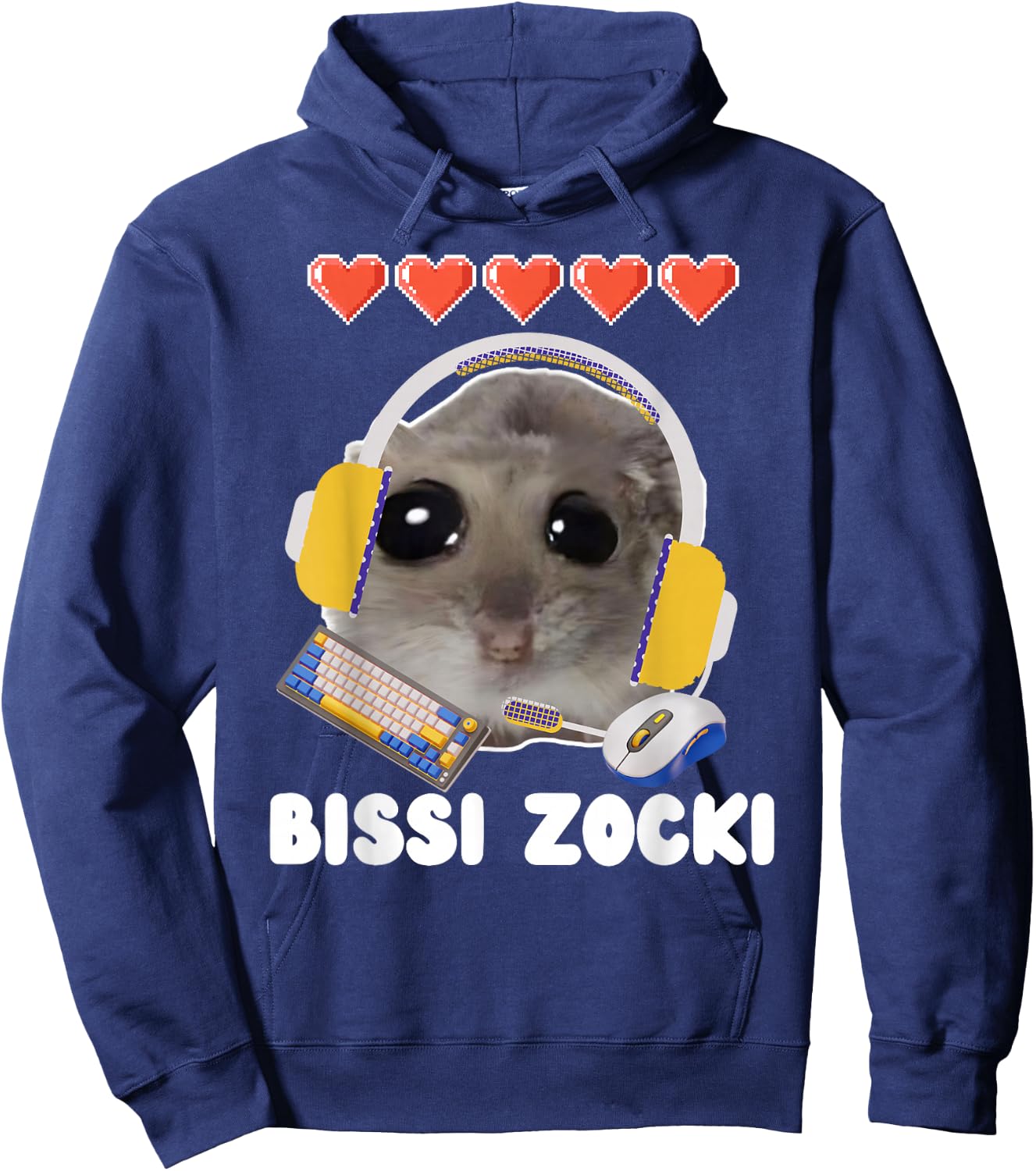 Bissi Zocki Funny Sad Hamster Cute Hamstie , black Hoodie - Hoodie | Navy