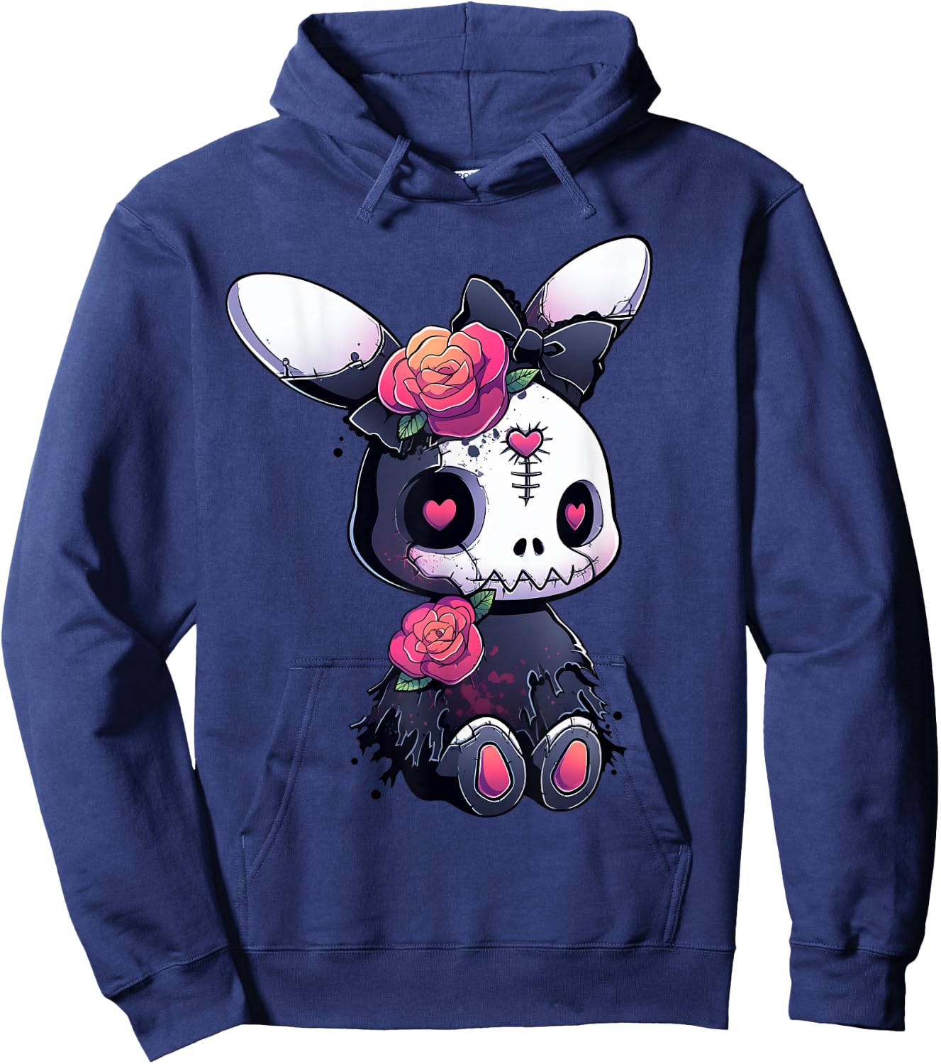 Goth Bunny E-Girl Kawaii Rabbit Cute Gothic Outfit Grunge Hoodie - Hoodie | Navy