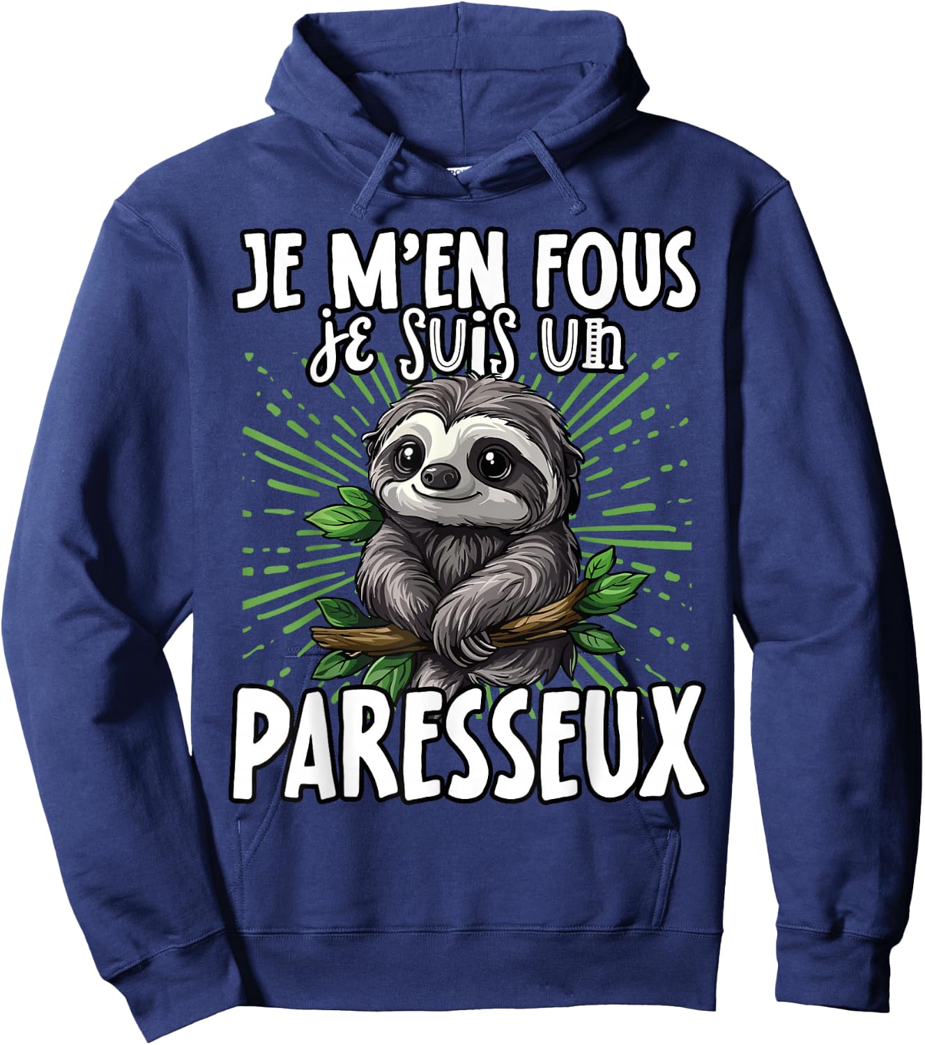 Je M'en Fous Je Suis Un Lazy - Cute Sloth , Black, S Hoodie - Hoodie | Navy