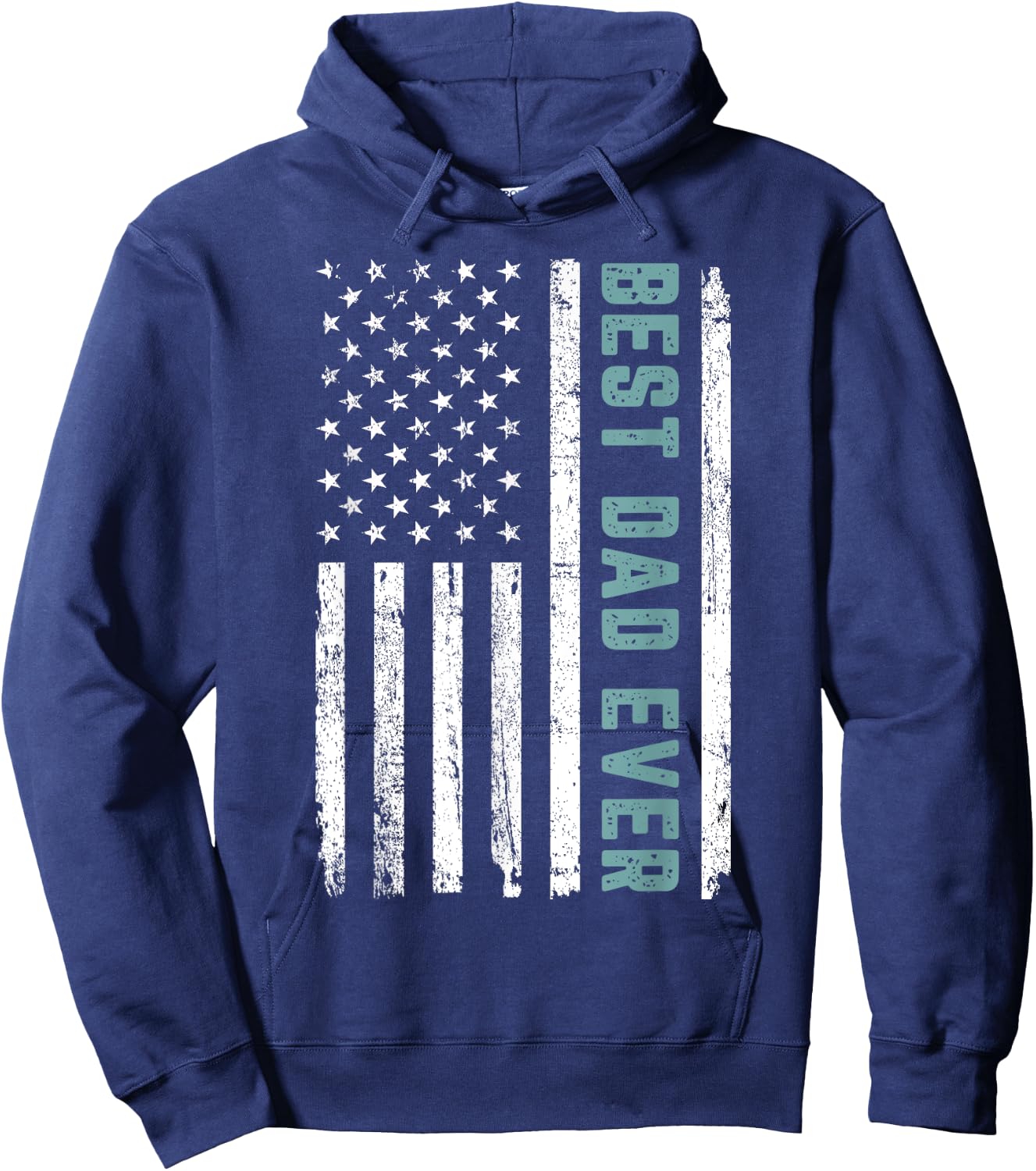 Best Dad Ever With US American Flag Father's Day Hoodie - Hoodie | Navy
