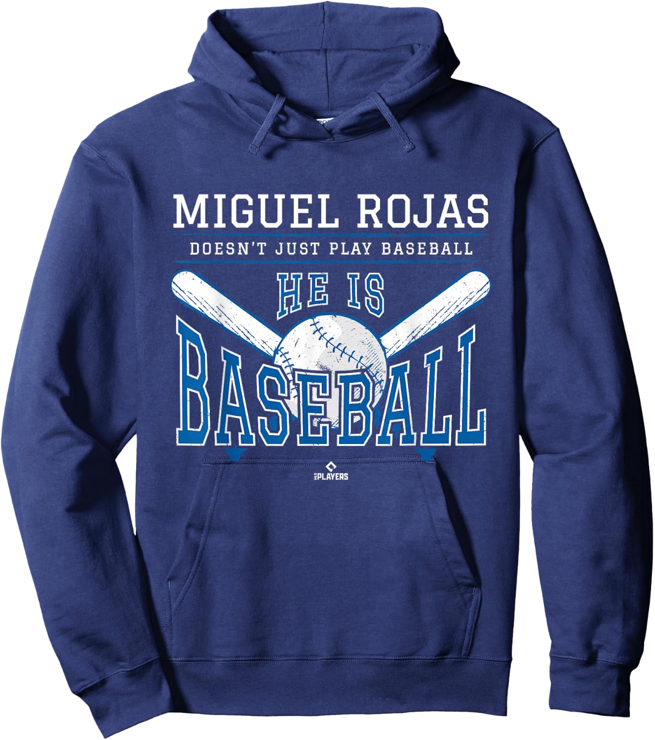 He is Baseball Miguel Rojas Los Angeles Baseball MLBPA Hoodie - Hoodie | Navy