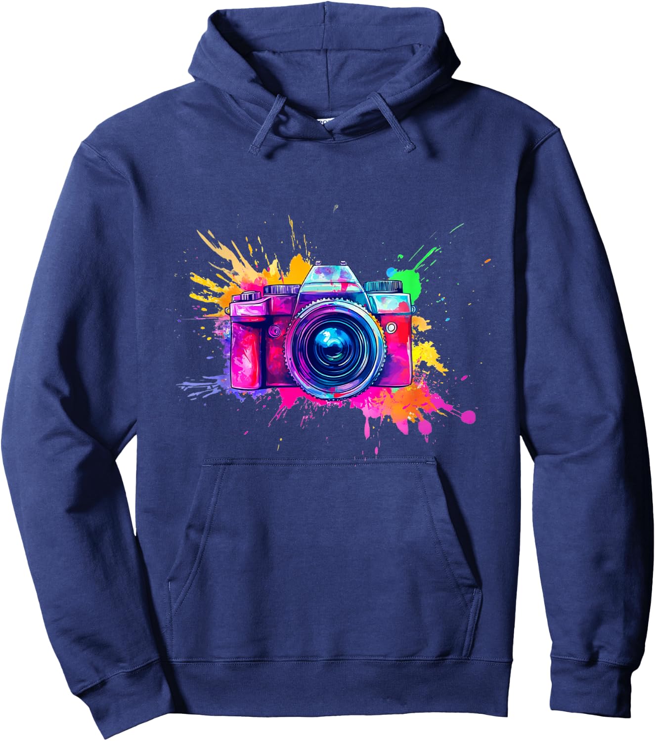 Artistic touch with camera and bright colors , Black, S Hoodie - Hoodie | Navy