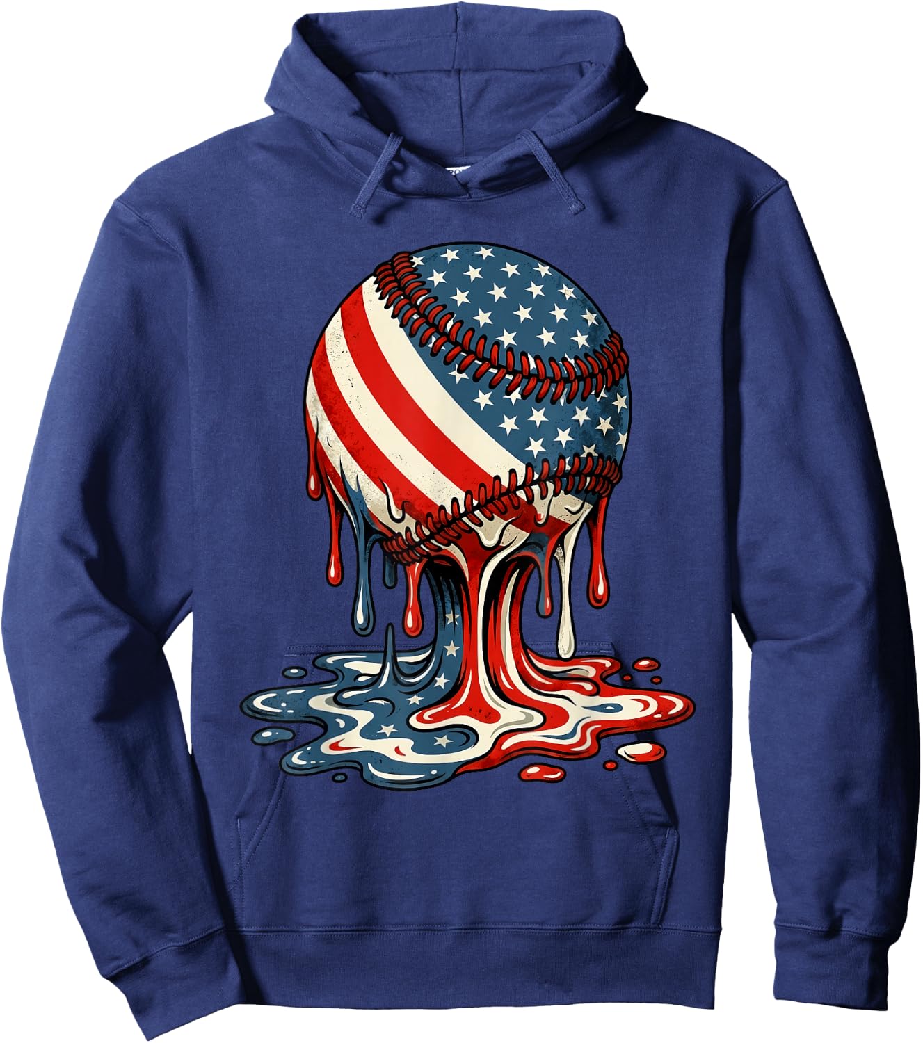 4th of July Baseball Drip Patriotic American Boys Kids Youth Hoodie - Hoodie | Navy