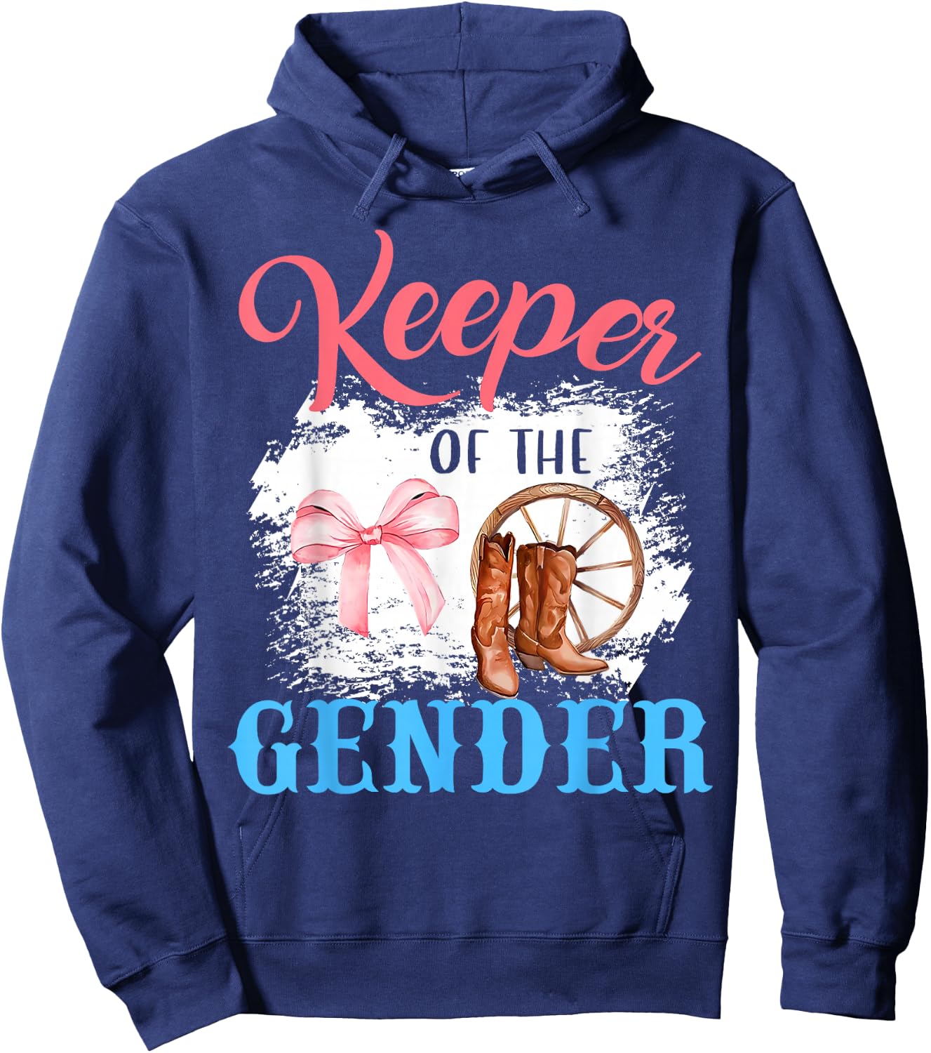 Western Gender Reveal Keeper of the Gender Baby Announcement , Small, Black Hoodie - Hoodie | Navy