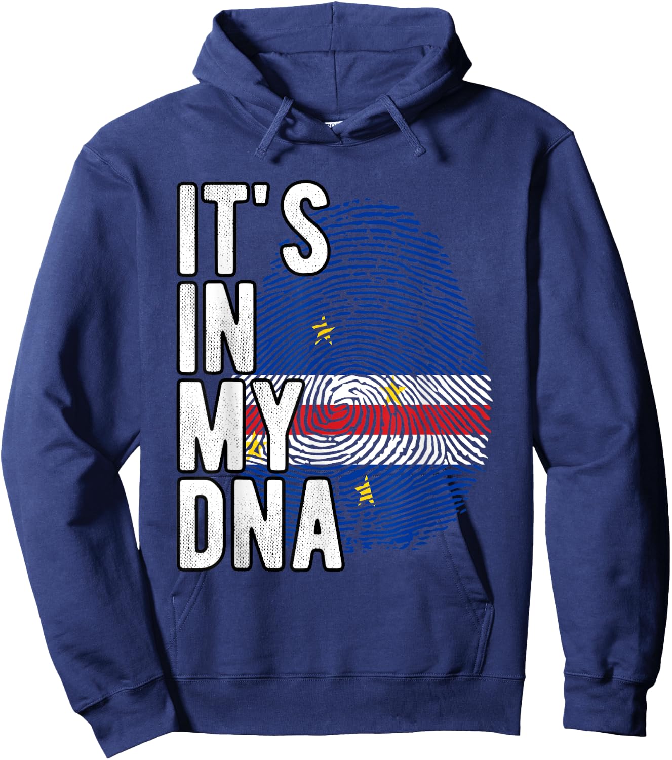 Funny It's in my DNA Flag Cape Verde Fingerprint , Black, S Hoodie - Hoodie | Navy