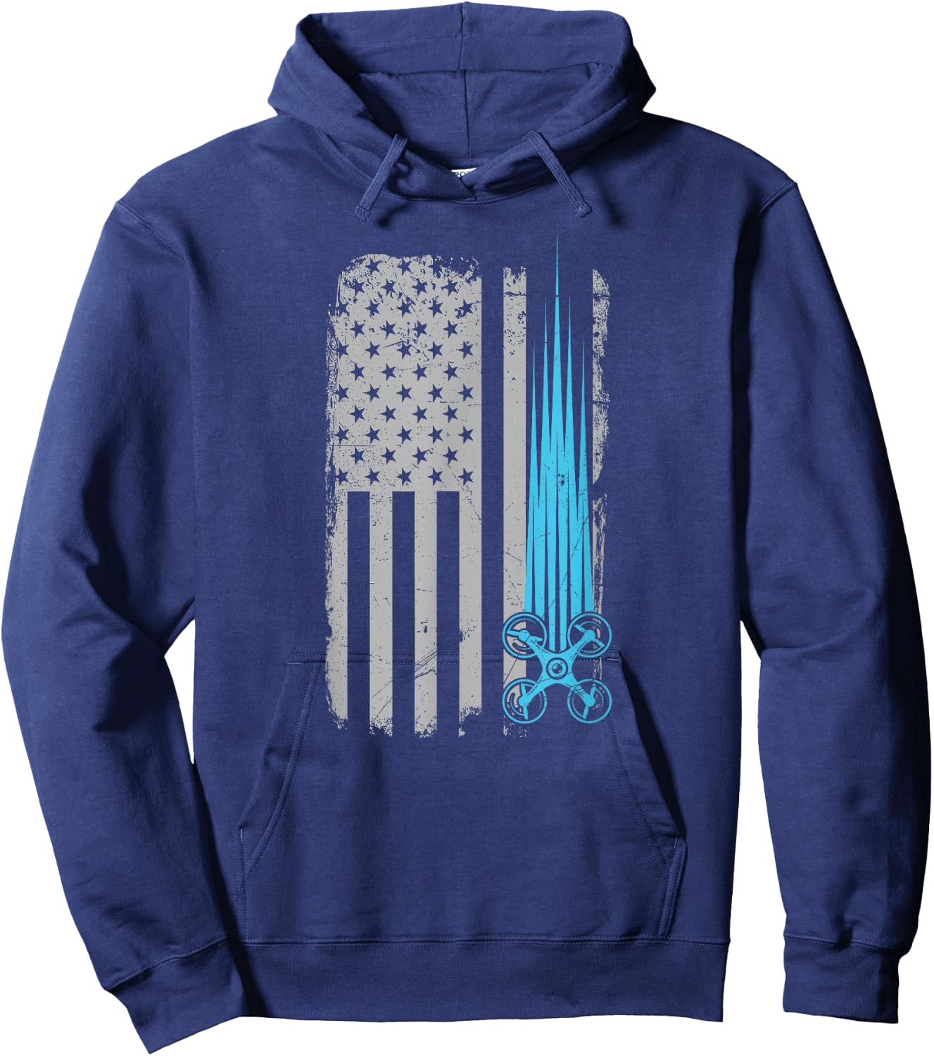 Drone Racing Distressed USA American Flag Quadcopter Pilot Hoodie - Hoodie | Navy