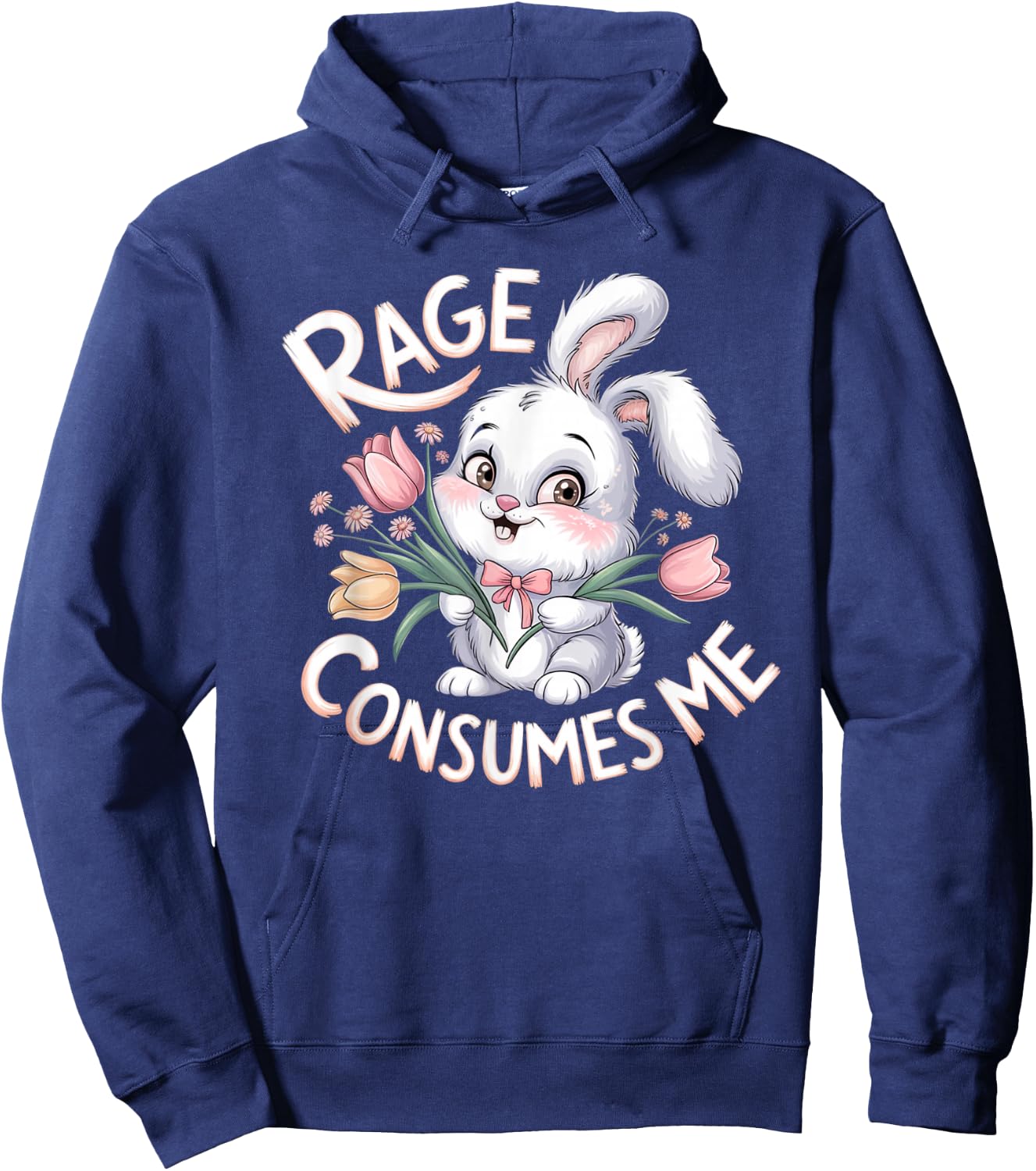 Bunny Rage Consumes Me Bunny Rabbit Hoodie - Hoodie | Navy