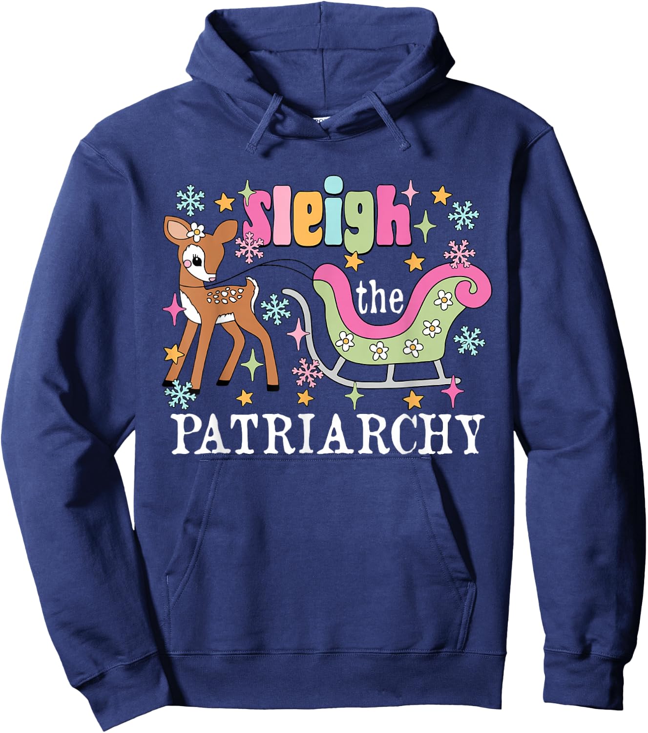 Leftist Feminist Christmas Sleigh The Patriarchy Xmas Hoodie - Hoodie | Navy