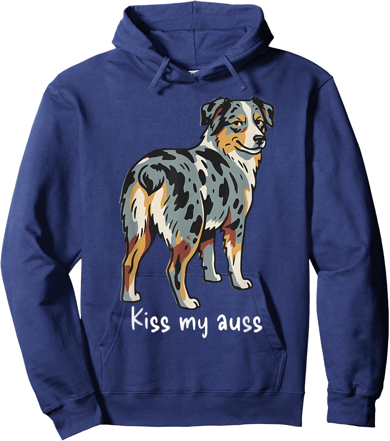 Funny Kiss My Auss Australian Shepherd Dog Mini Aussie Hoodie - Hoodie | Navy