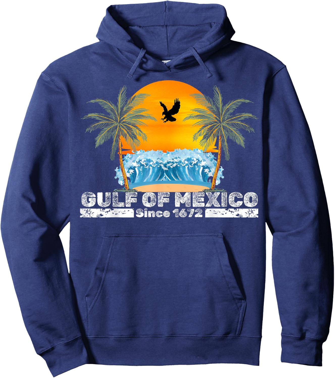 Gulf of Mexico Since 1672 Vintage Beach Gulf of Mexico Retro Hoodie - Hoodie | Navy