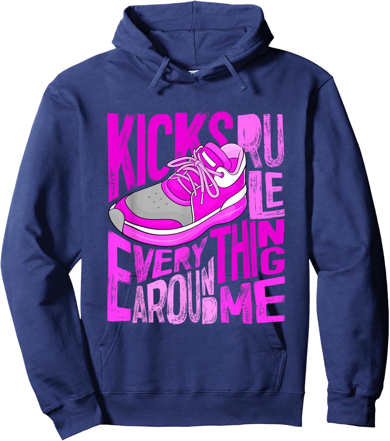 Pink Color Kicks Rule Everything Around Me Pink Graphic Hoodie - Hoodie | Navy
