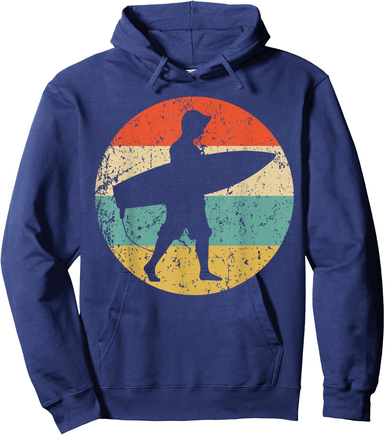 Surfer Silhouette Retro Surfing Hoodie - Hoodie | Navy