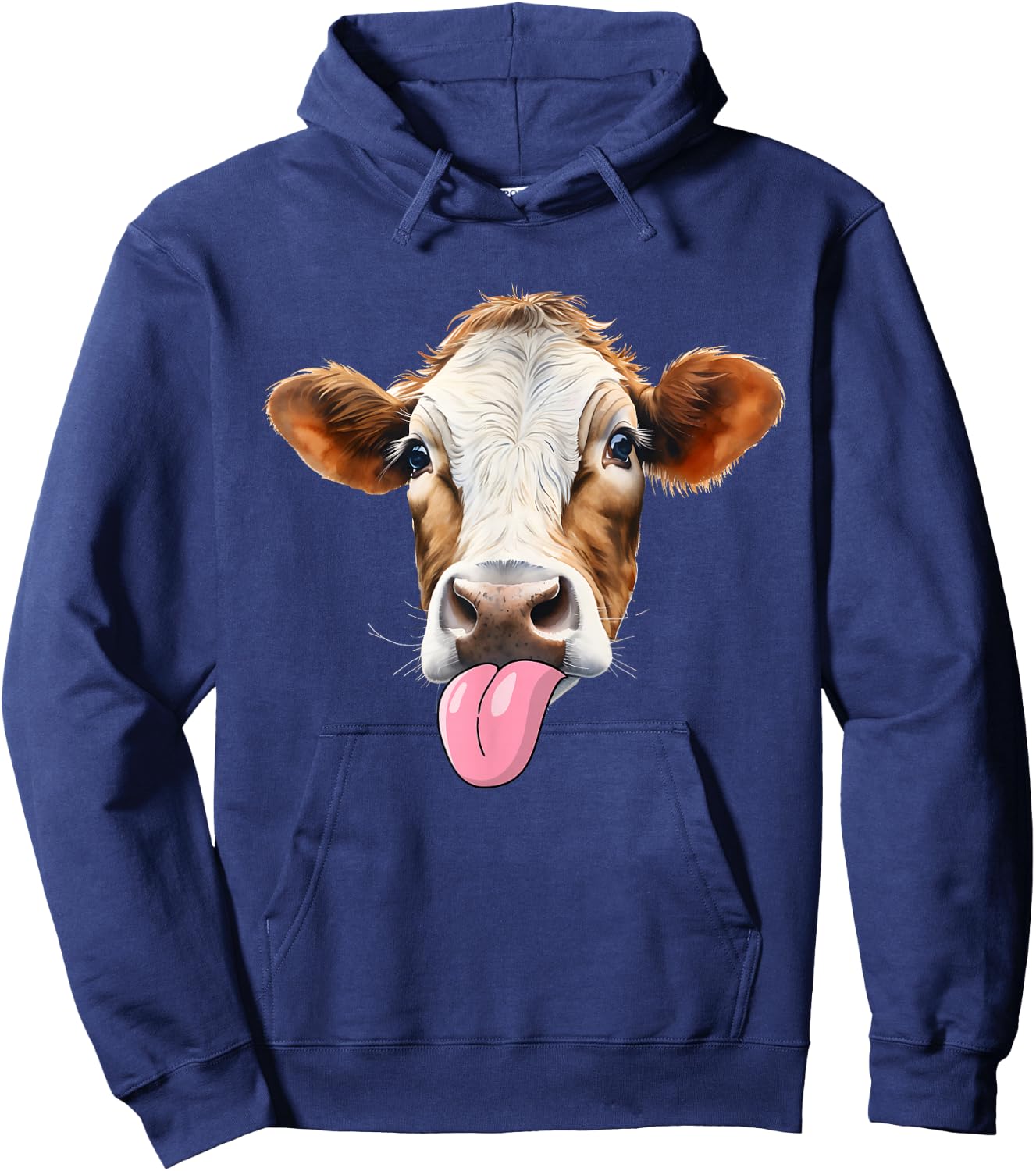 Silly Cow Tongue-Out A Whimsical Take on Farm and Life Hoodie - Hoodie | Navy